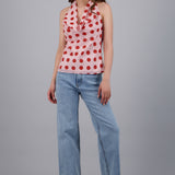 Top cuello cascada polka dots