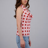 Top cuello cascada polka dots