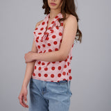 Top cuello cascada polka dots