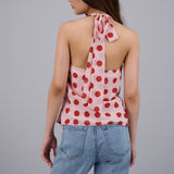 Top cuello cascada polka dots