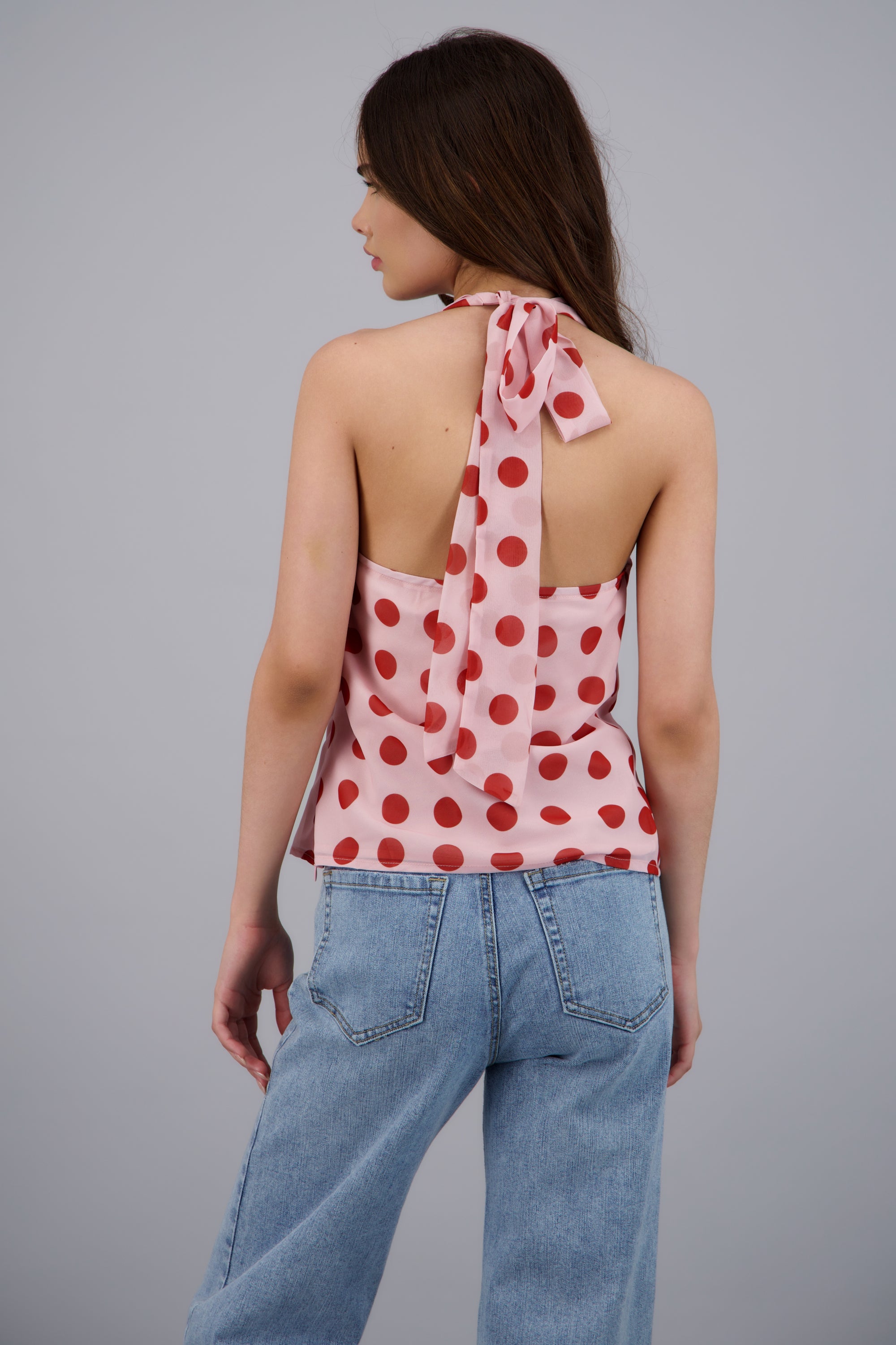 Top cuello cascada polka dots