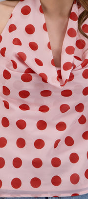 Top cuello cascada polka dots