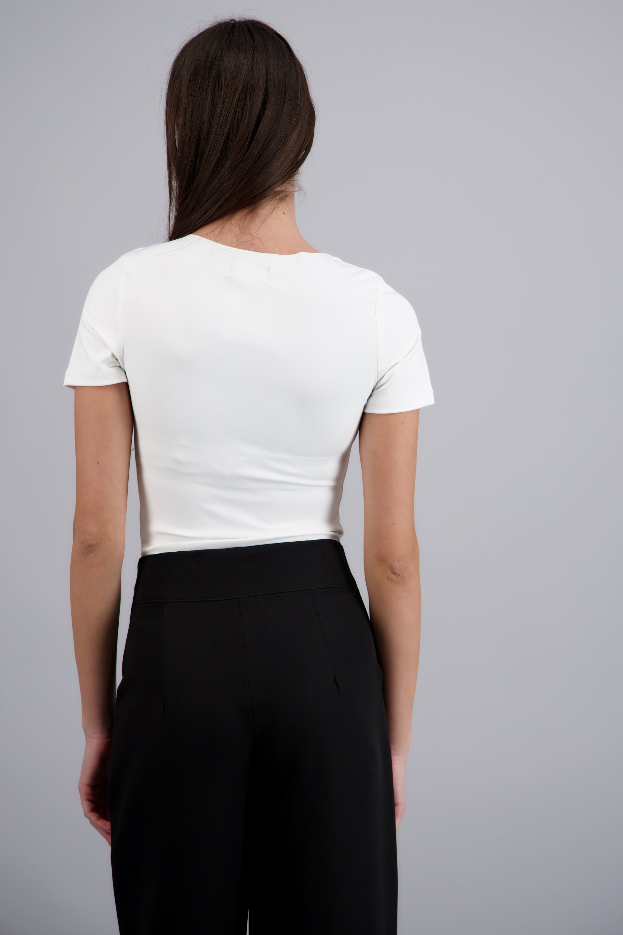 Bodysuit manga corta detalle plizado BLANCO