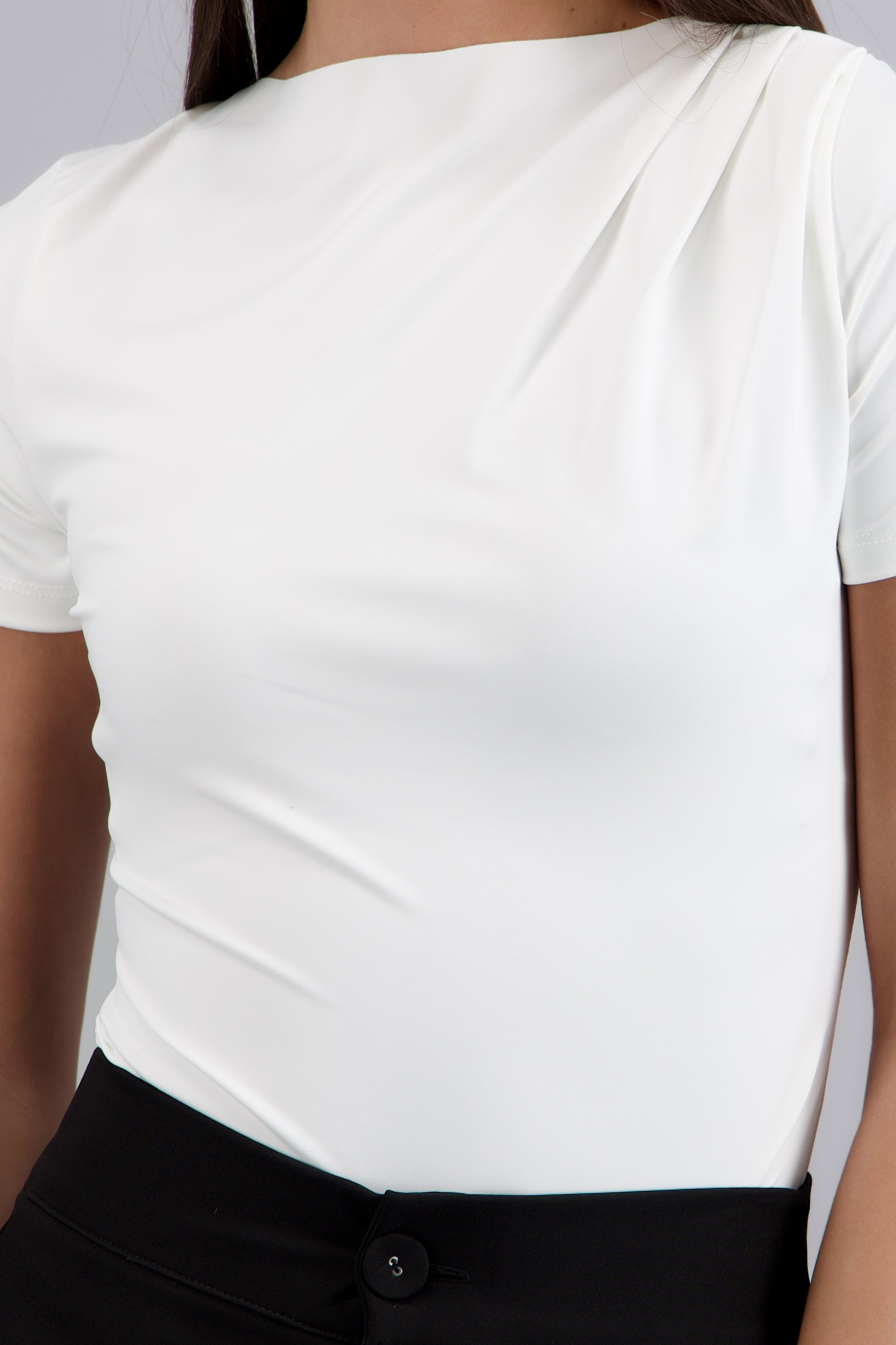 Bodysuit manga corta detalle plizado BLANCO