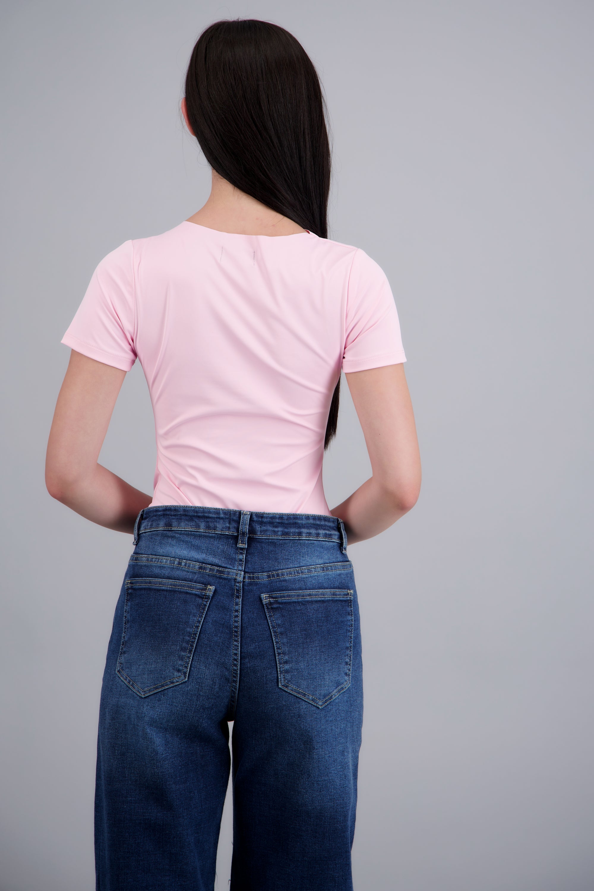 Bodysuit manga corta detalle plizado ROSA PASTEL