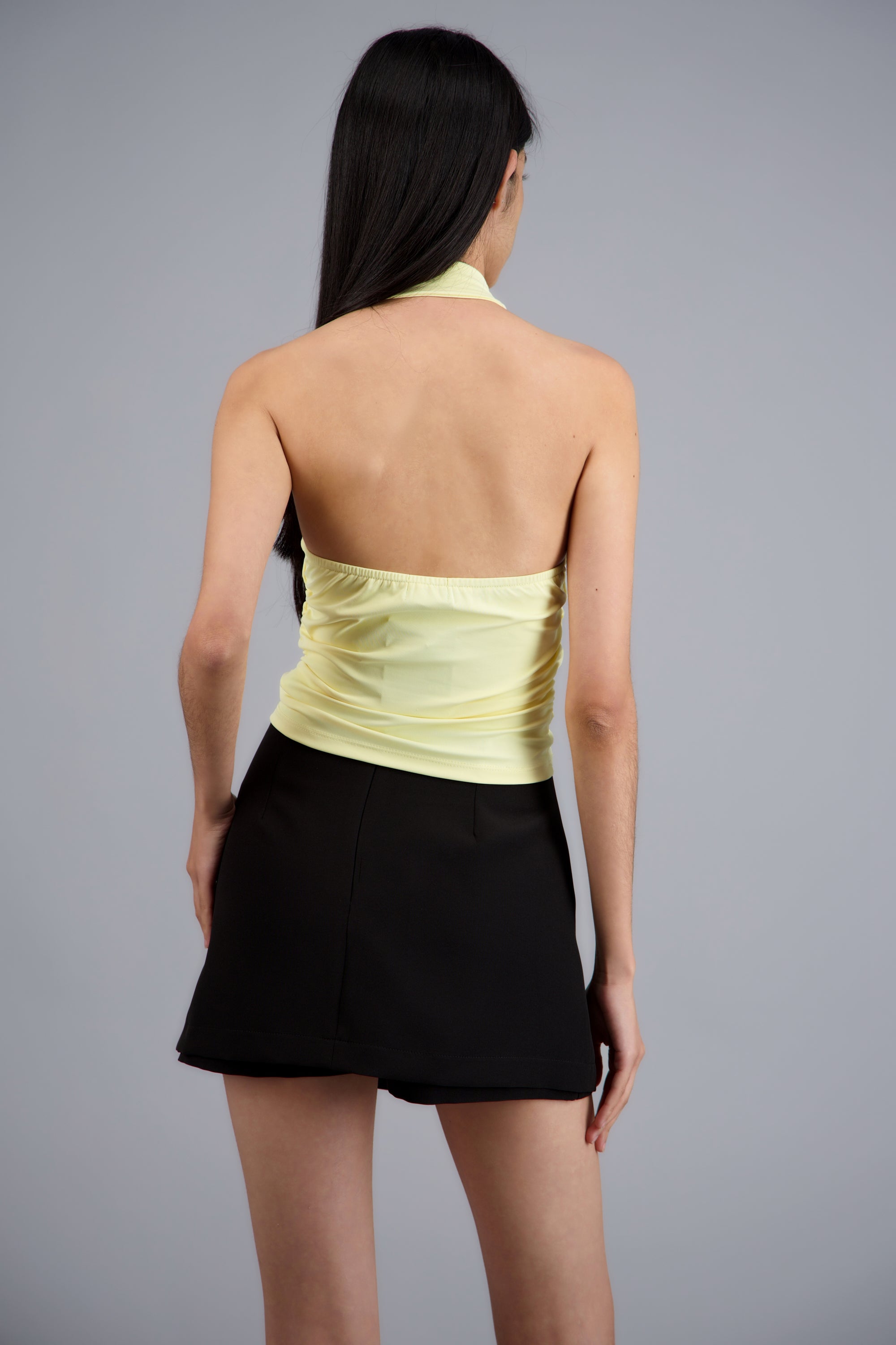 Top drapeado escote cascada AMARILLO PASTEL