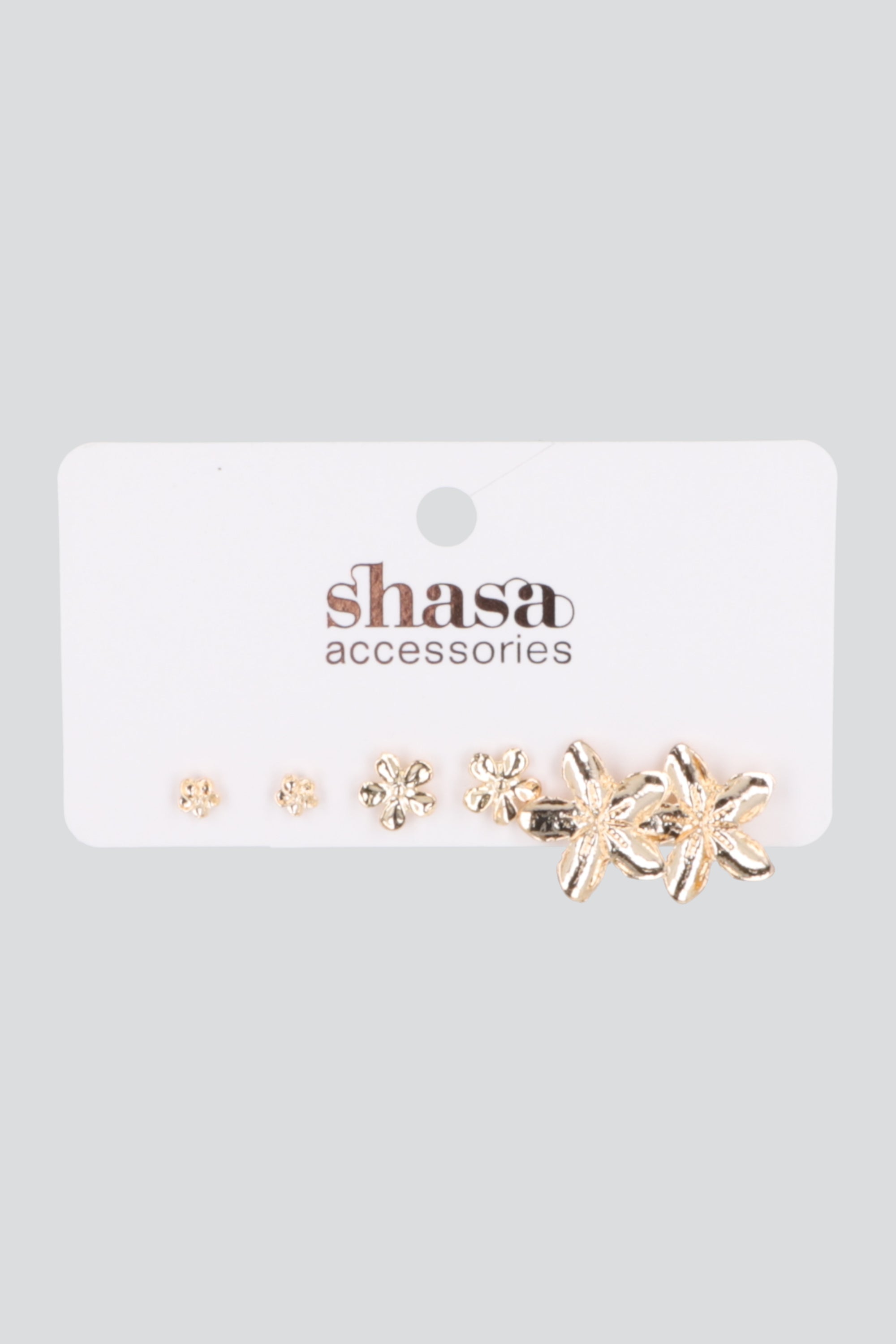 Set 3 pares aretes flores metal ORO