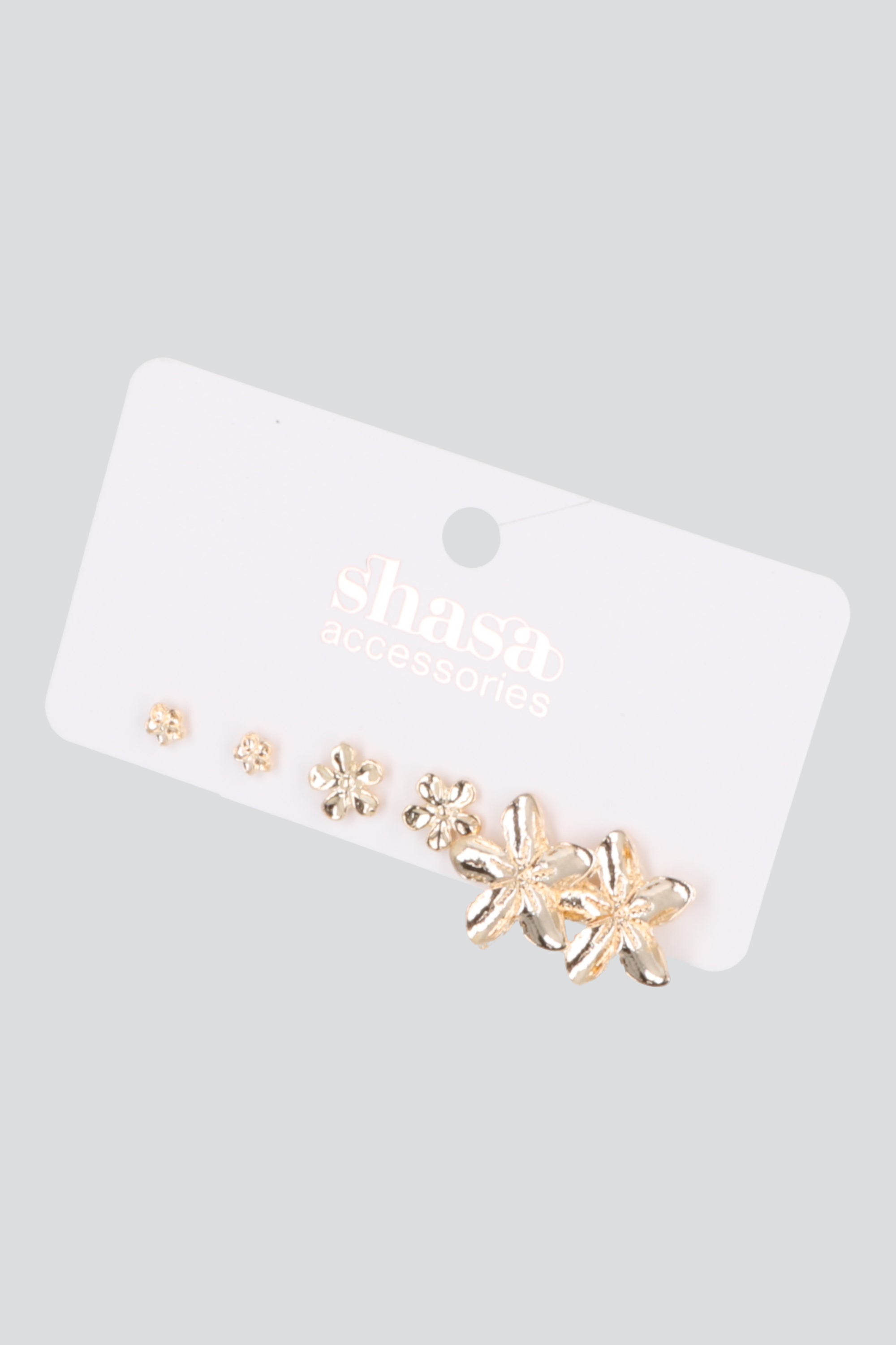 Set 3 pares aretes flores metal ORO