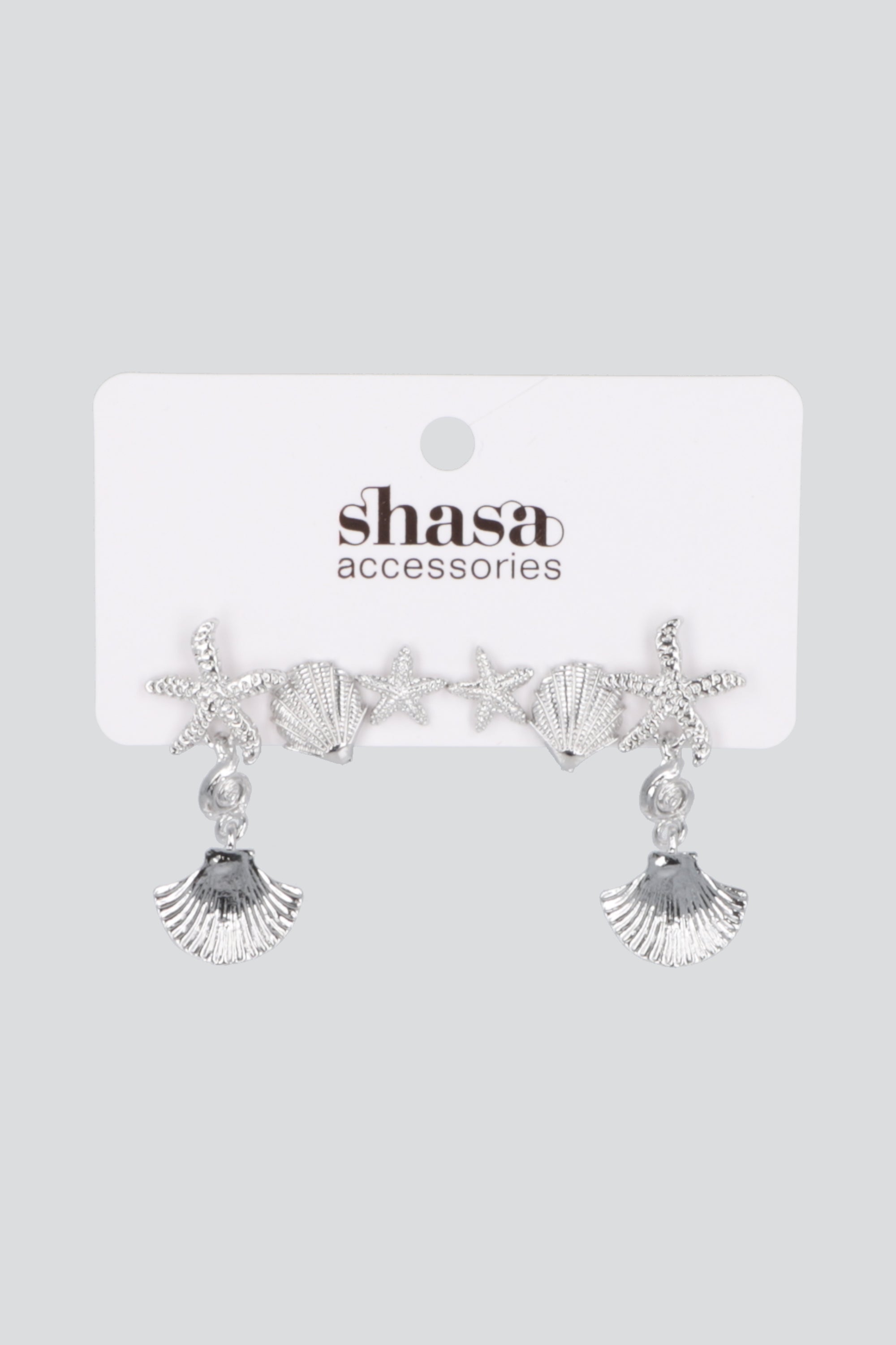 Set 3 pares aretes figuras mar PLATA