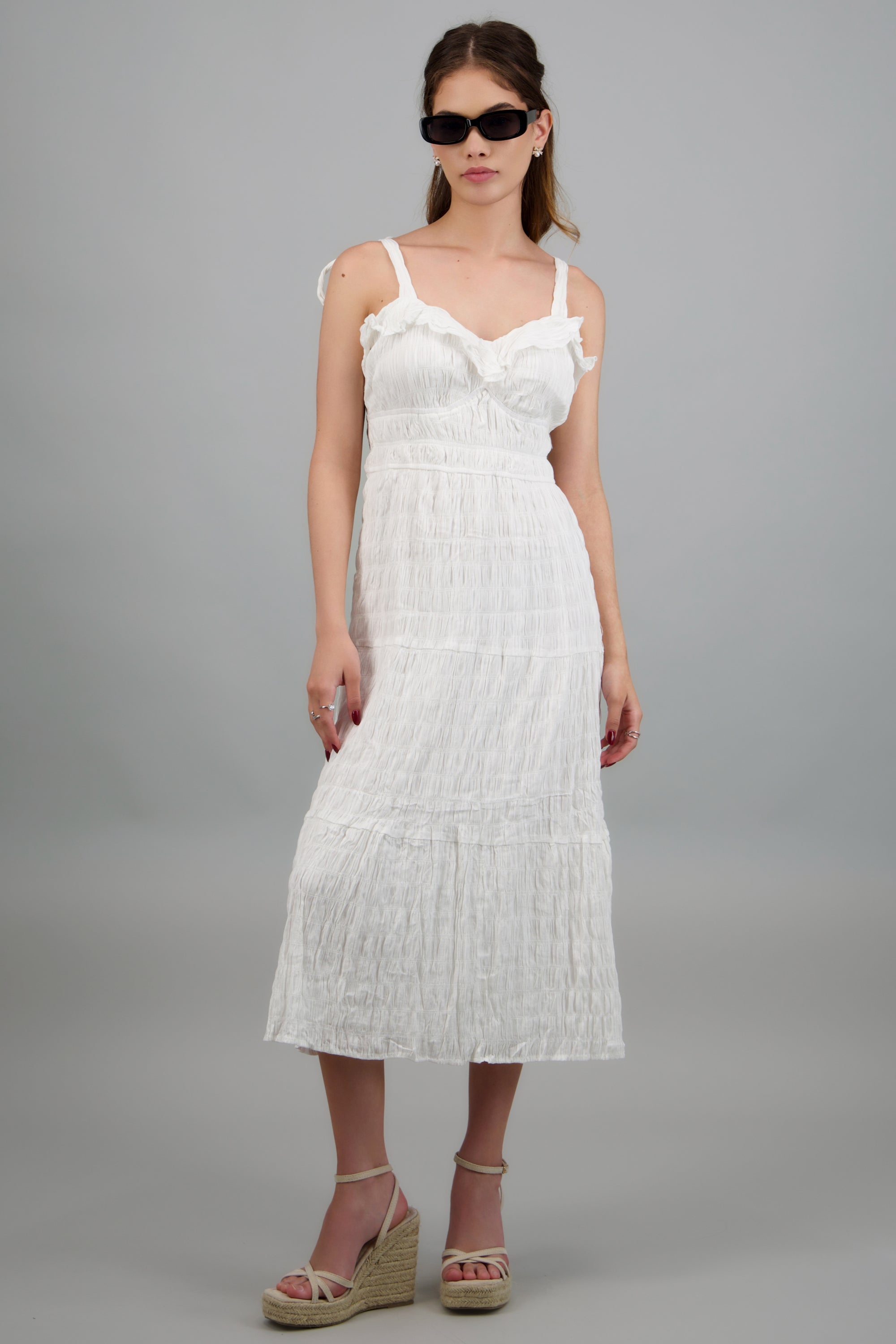 Vestido maxi liso CREMA
