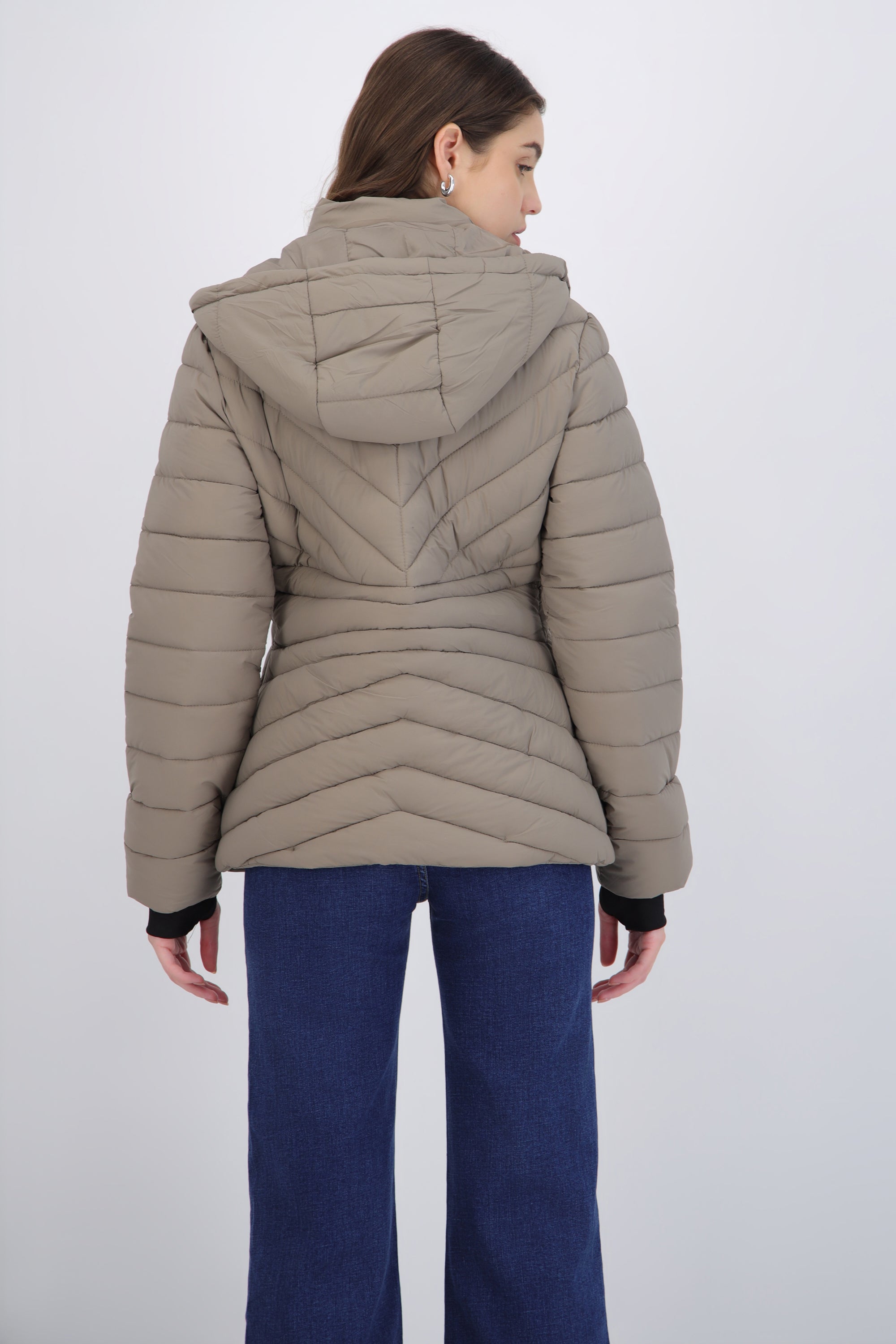 chamarra larga puffer capitonada