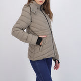 chamarra larga puffer capitonada