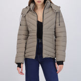 chamarra larga puffer capitonada