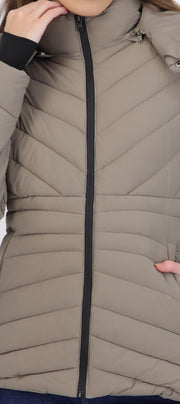 chamarra larga puffer capitonada