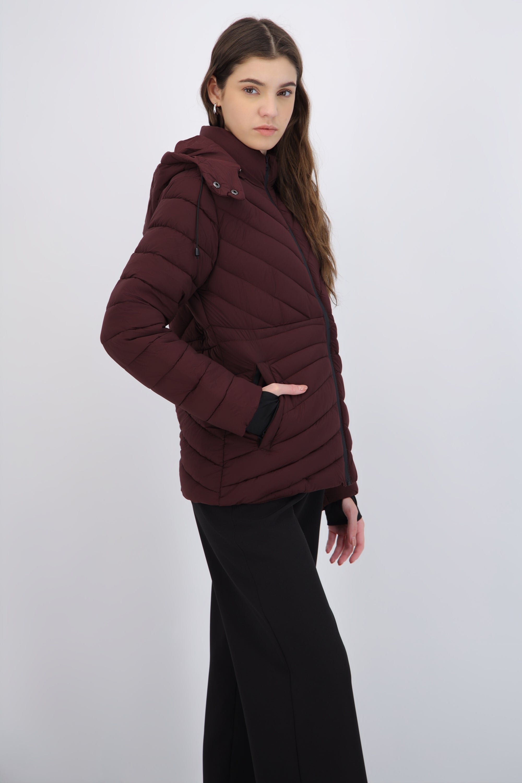 chamarra larga puffer capitonada