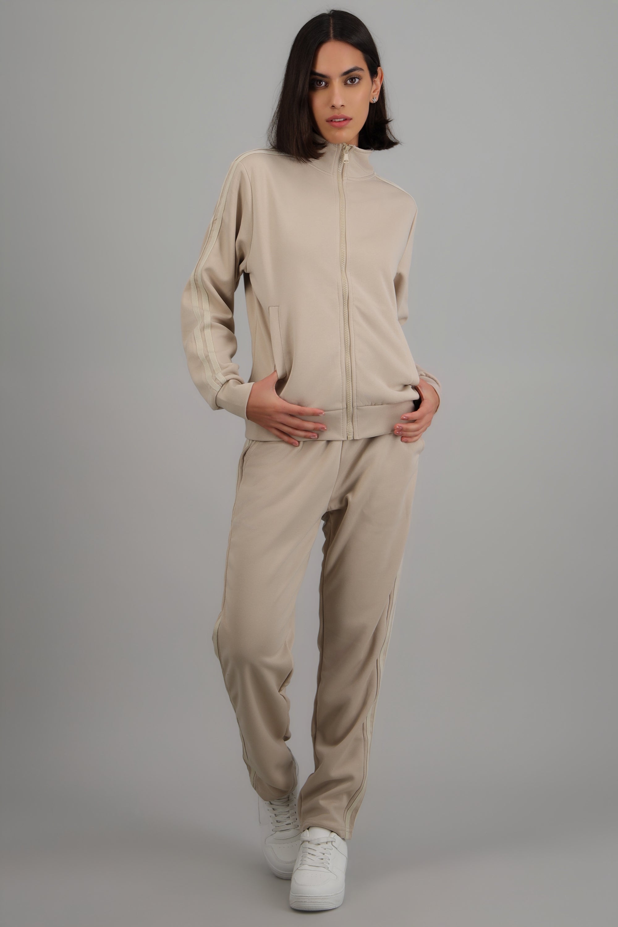 Pants rayas contraste en costados BEIGE