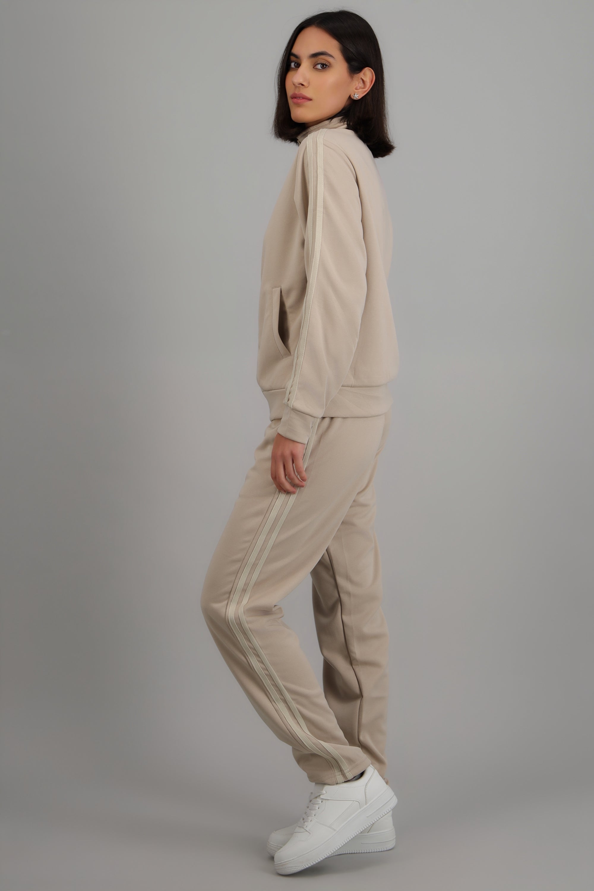 Pants rayas contraste en costados BEIGE