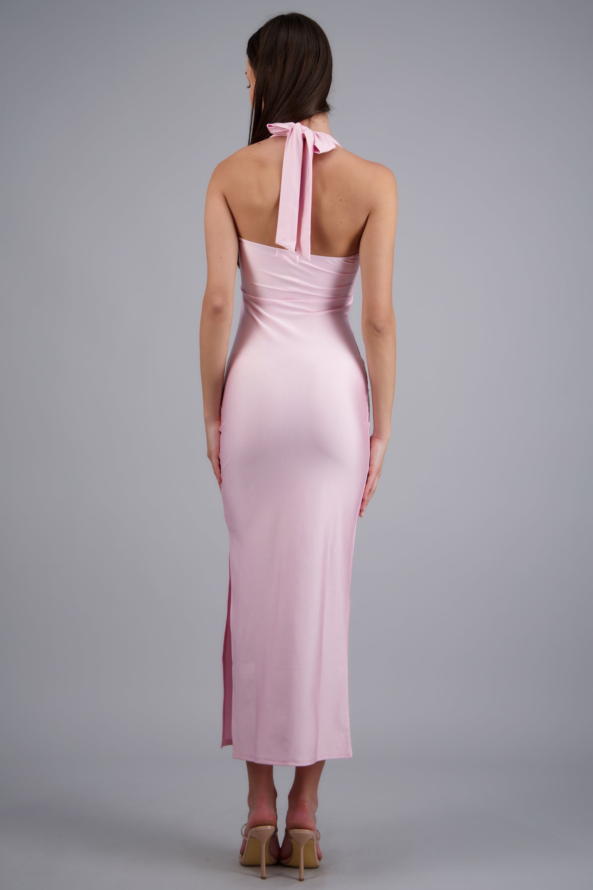 Vestido maxi amarre halter ROSA