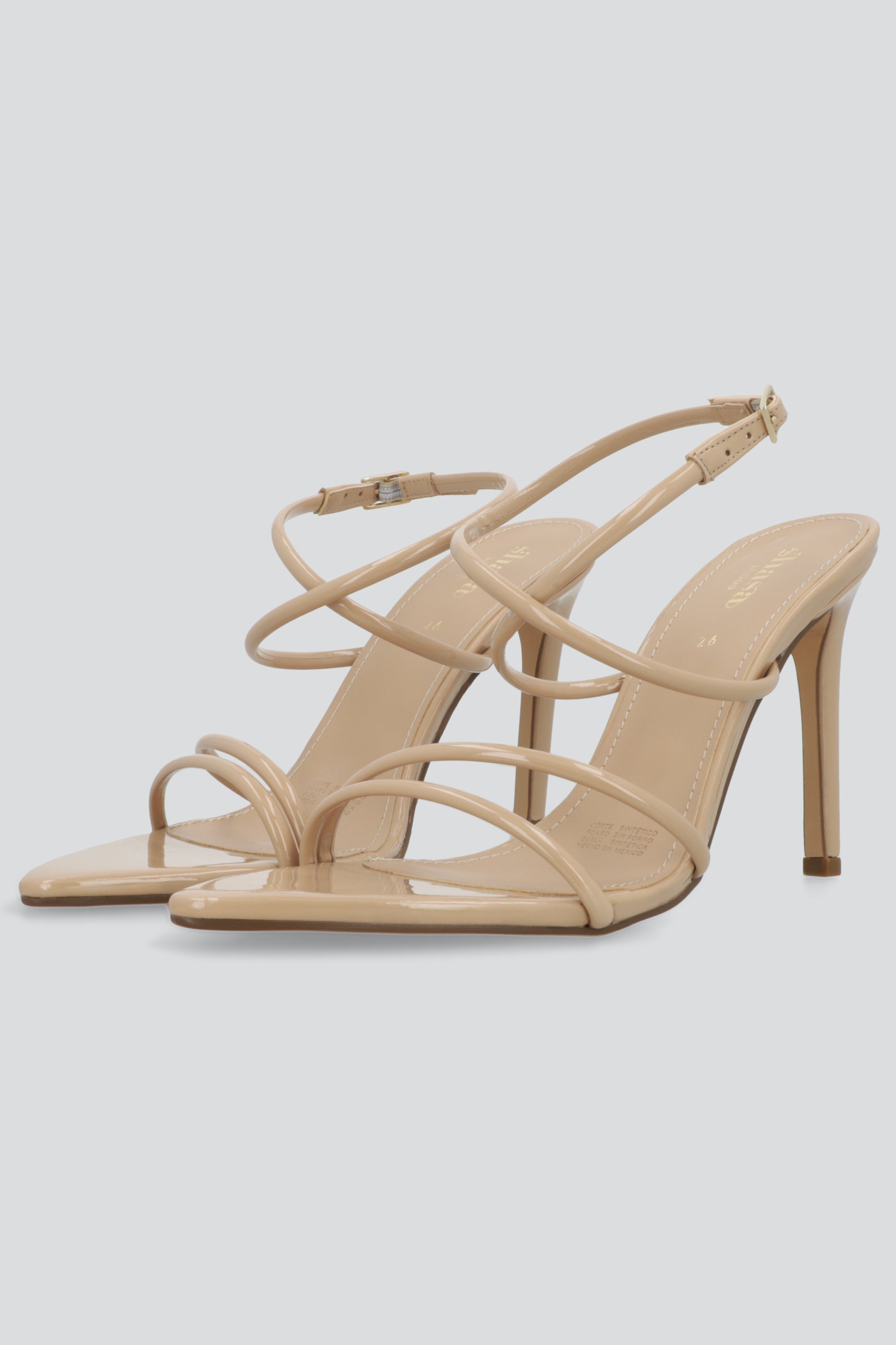 Tacon puntal tiras charol NUDE
