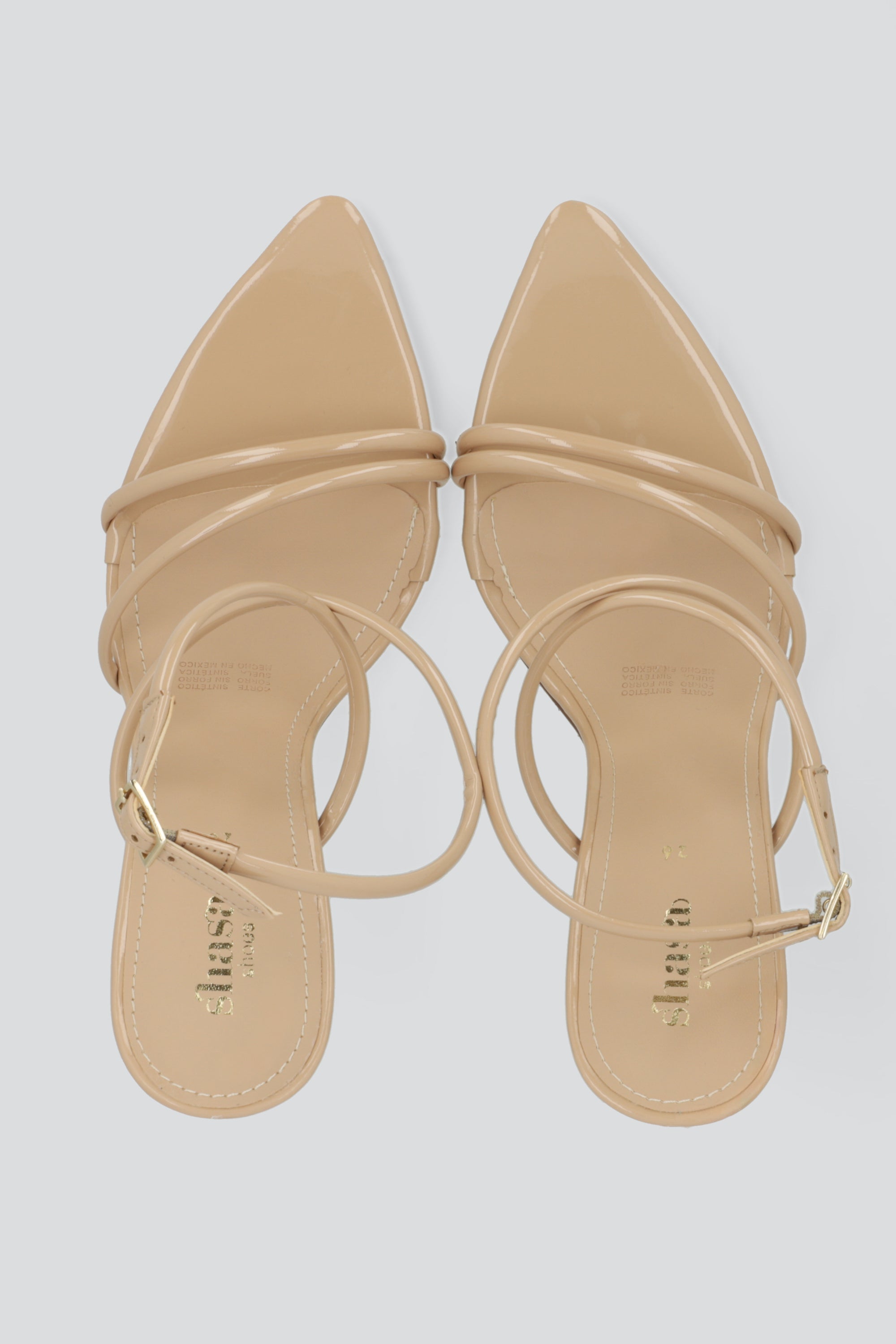 Tacon puntal tiras charol NUDE