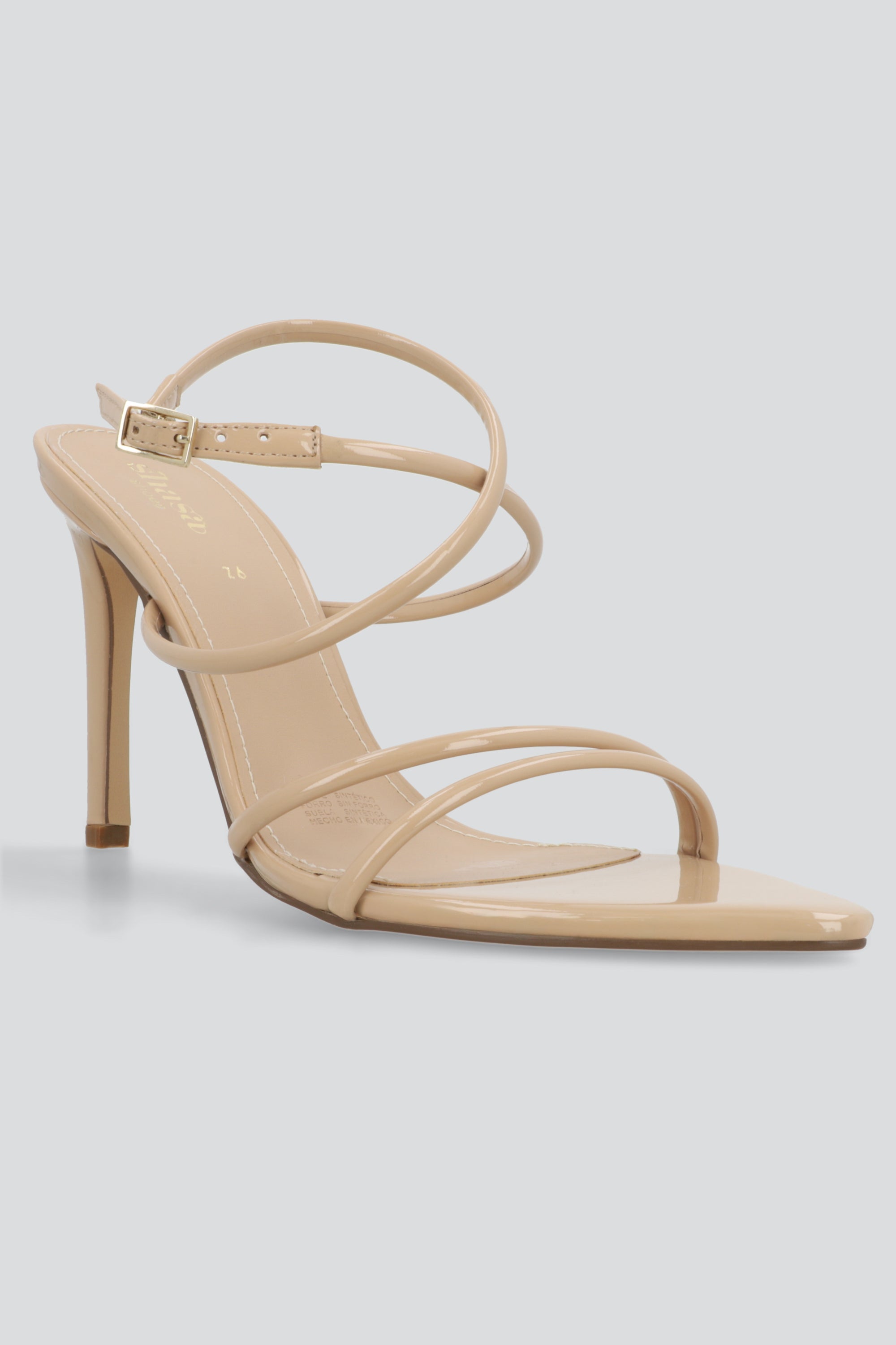 Tacon puntal tiras charol NUDE