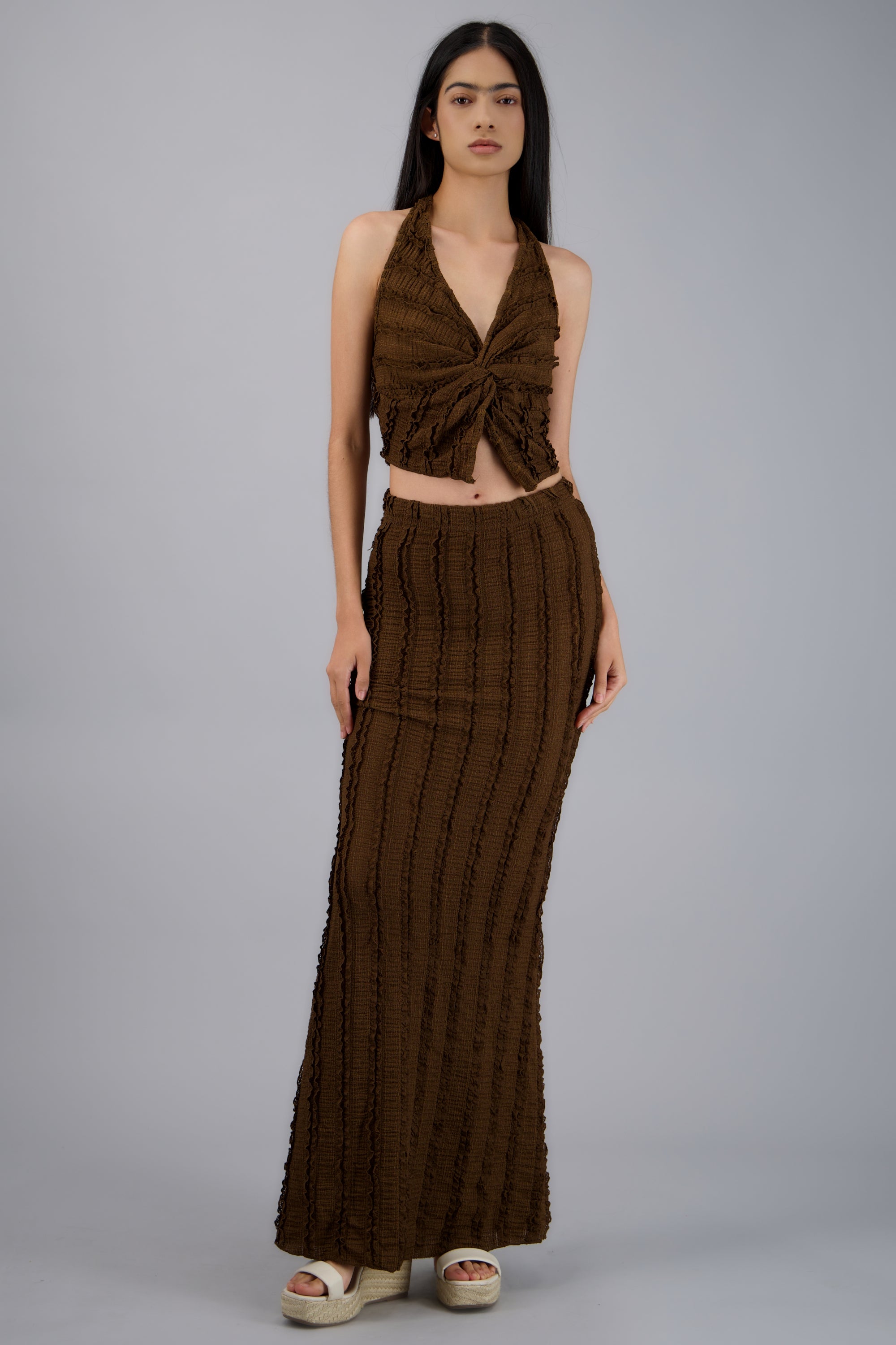 FALDA MAXI DET TEXTURA CHOCOLATE