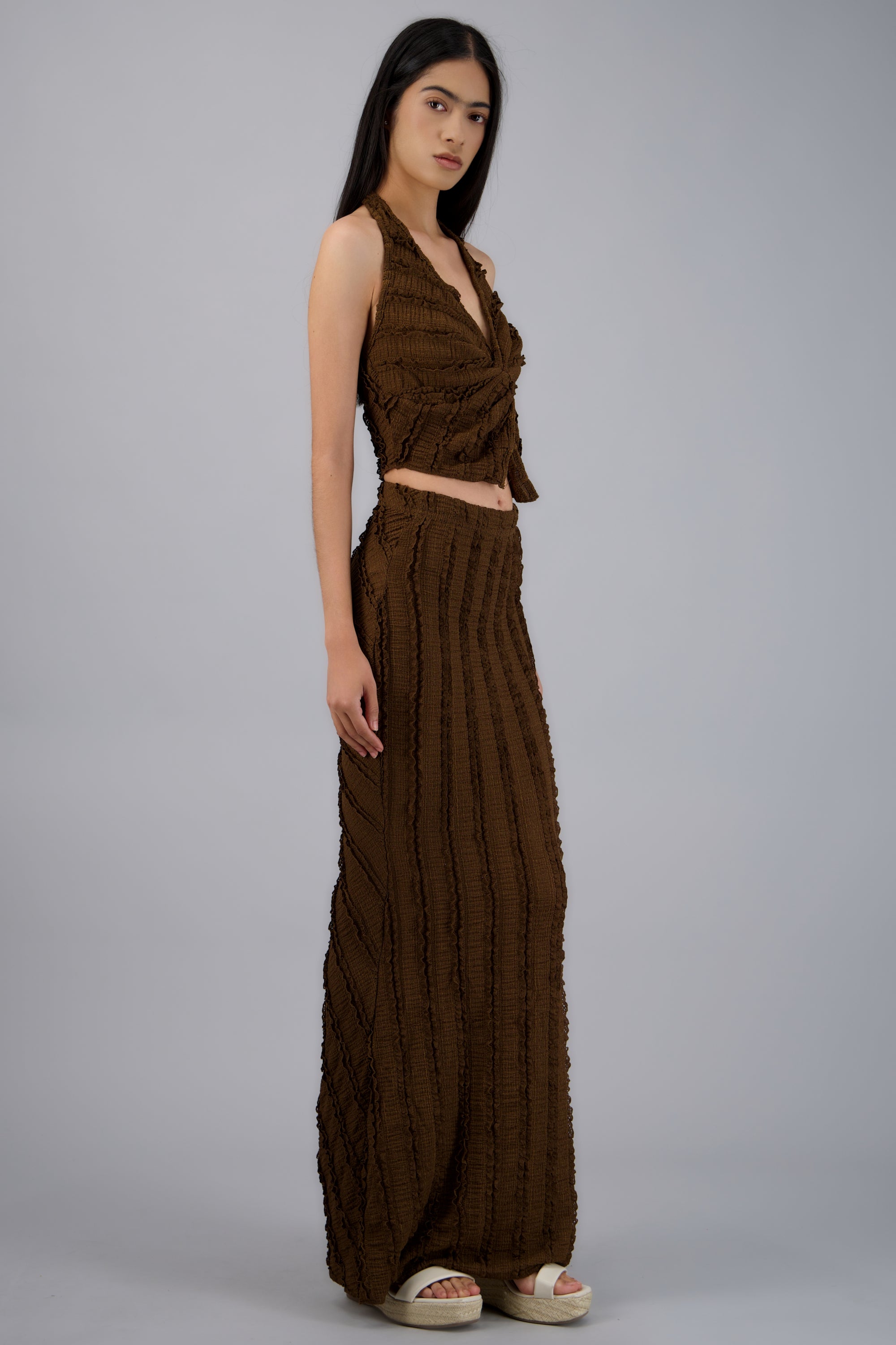 FALDA MAXI DET TEXTURA CHOCOLATE