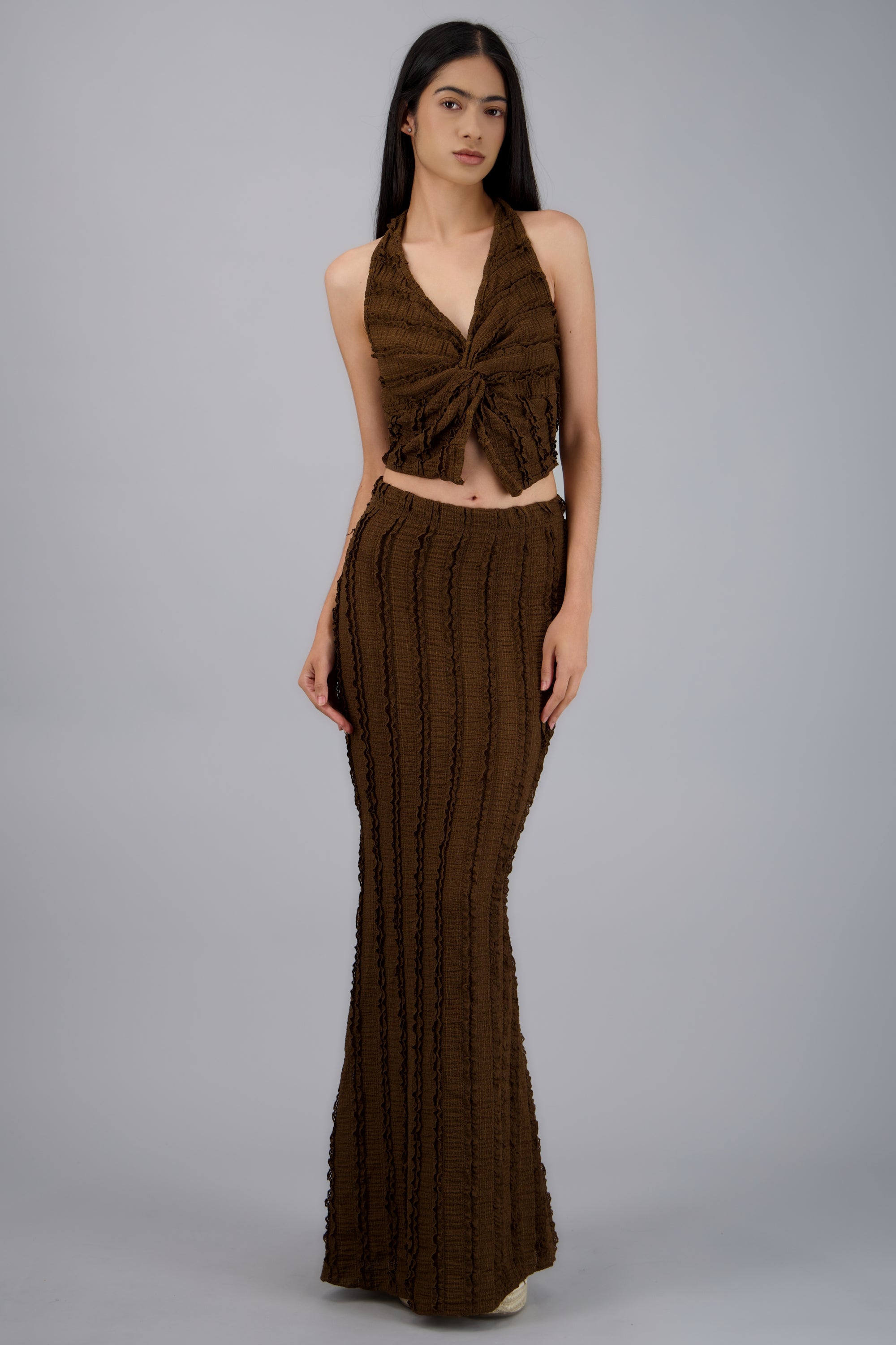 FALDA MAXI DET TEXTURA CHOCOLATE