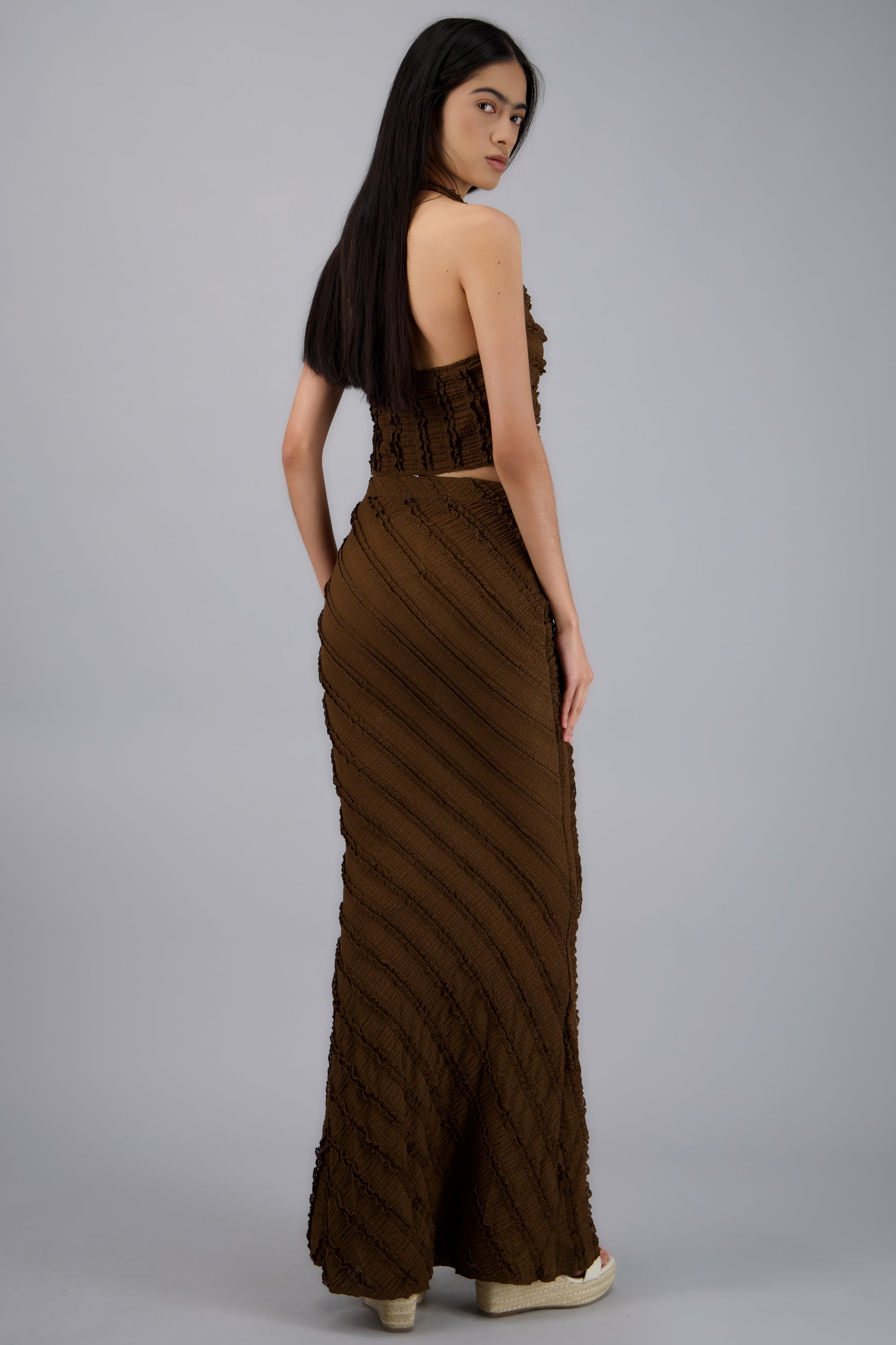 FALDA MAXI DET TEXTURA CHOCOLATE