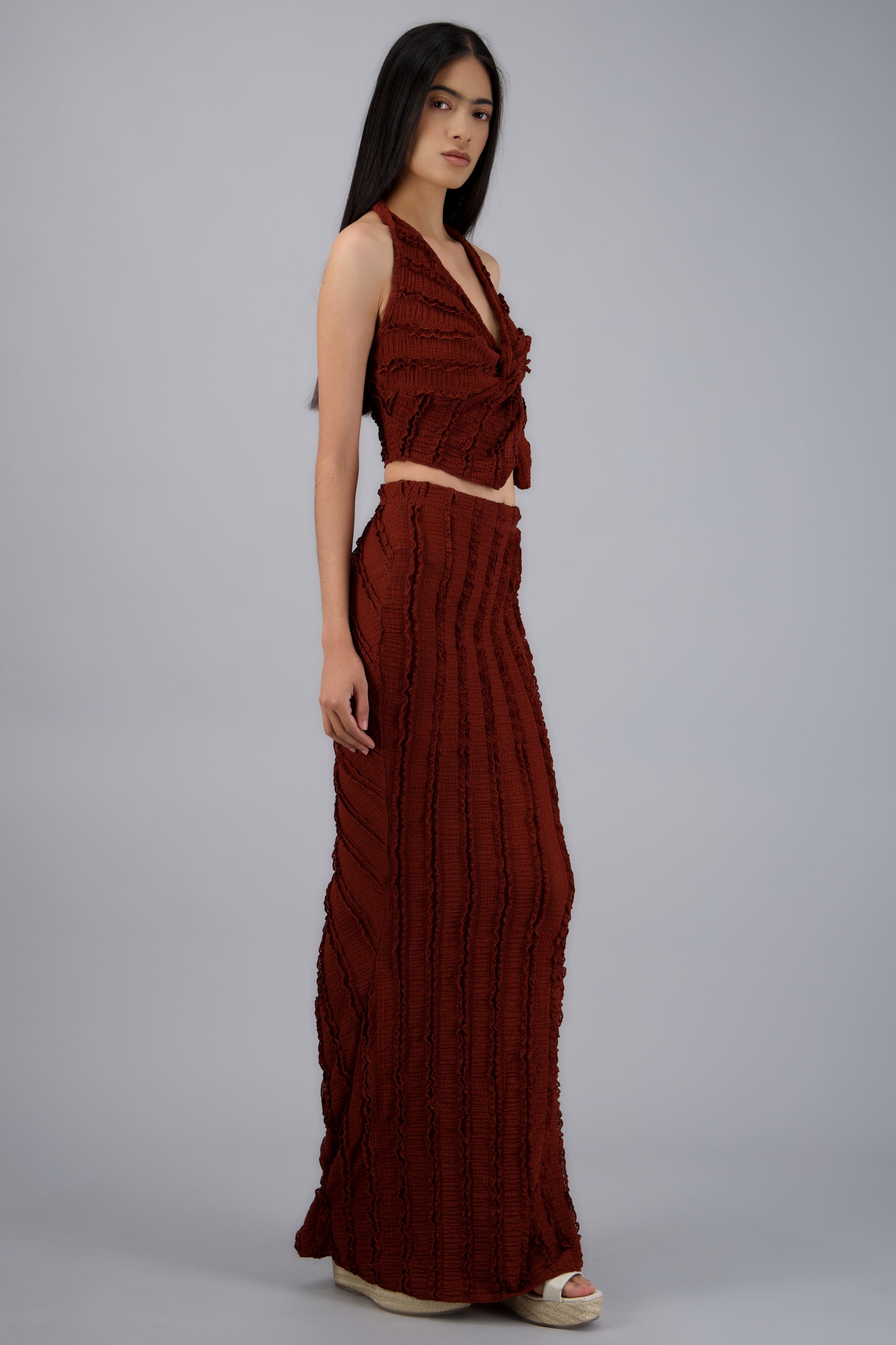 FALDA MAXI DET TEXTURA LADRILLO