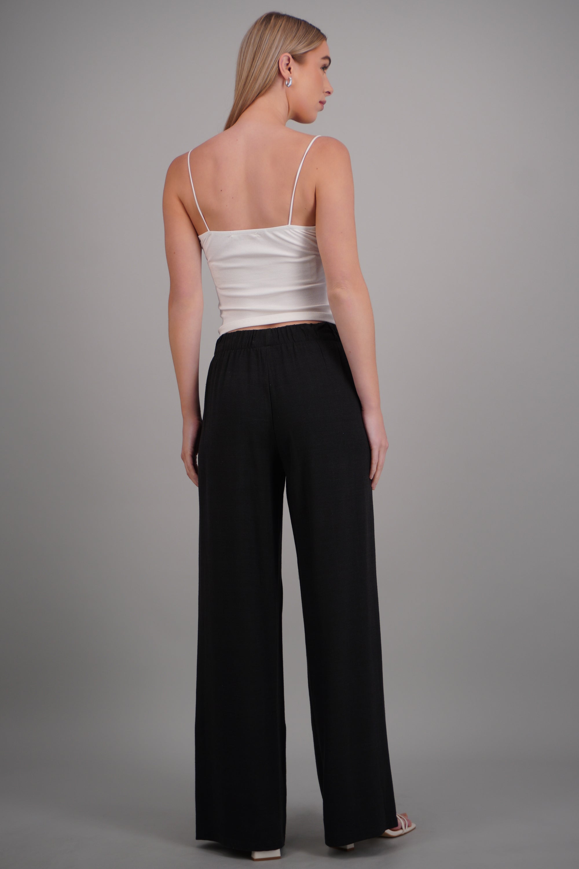 Pantalón wide leg resorte NEGRO