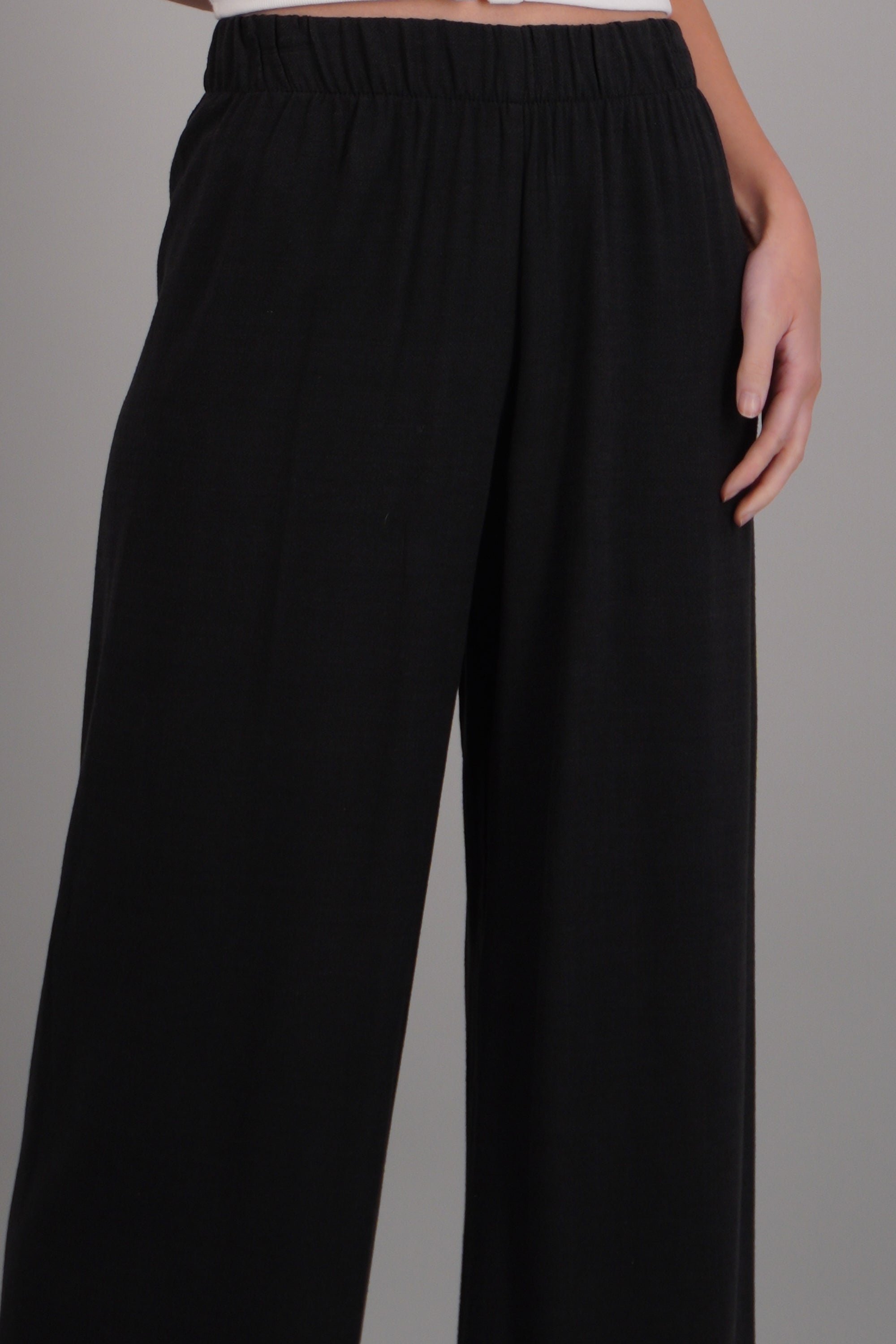 Pantalón wide leg resorte NEGRO
