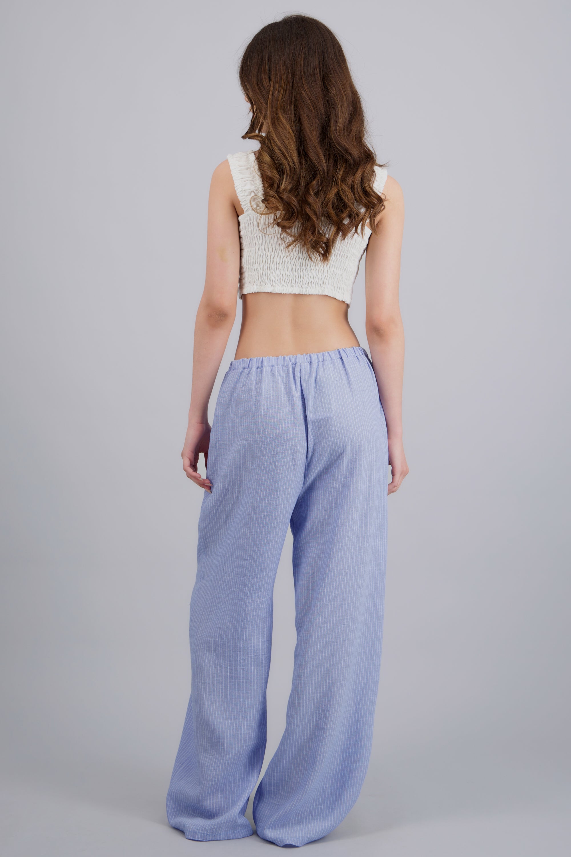 Pantalon liso detalle pretina AZUL