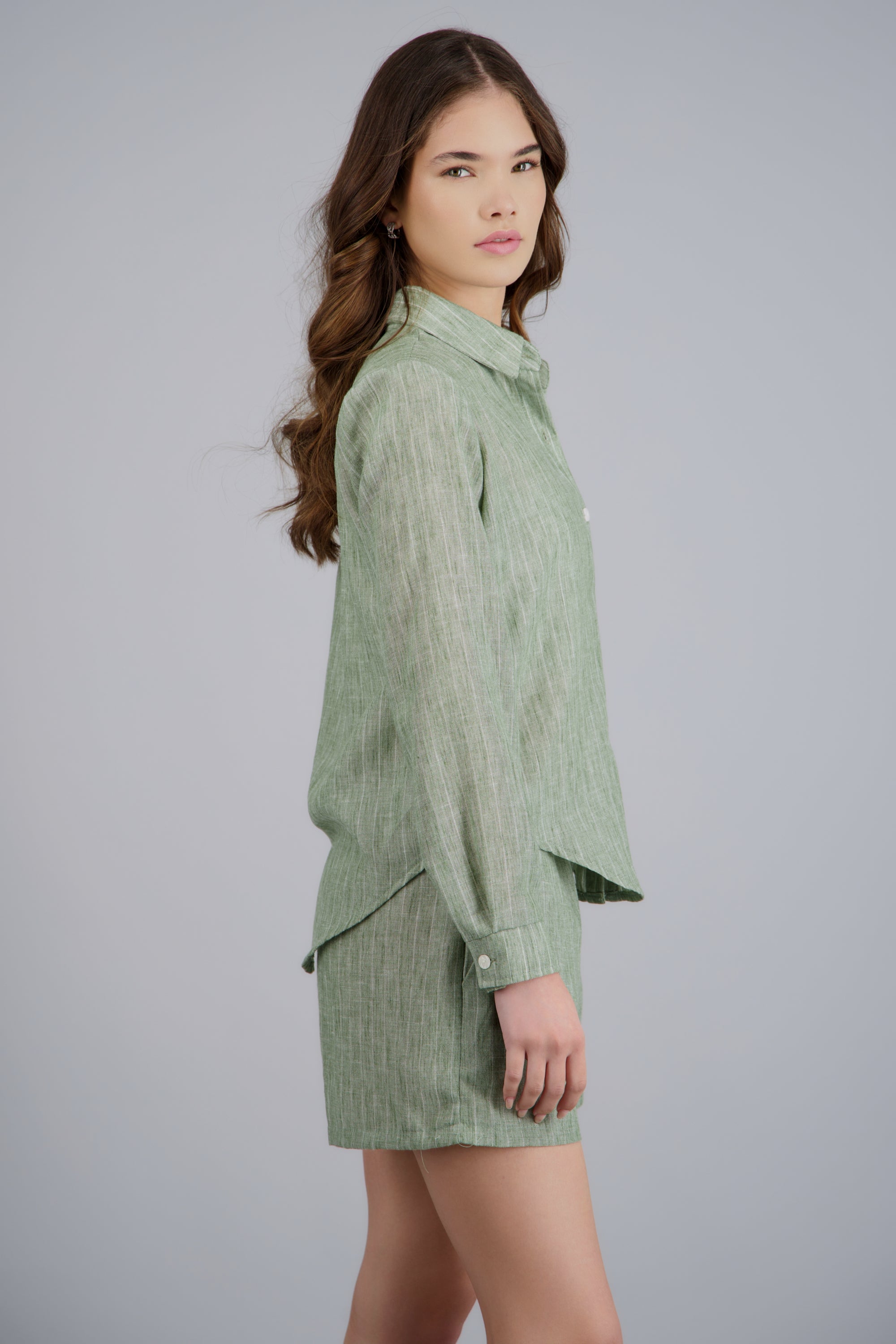 Camisa rayas detalle brillos VERDE COMBO