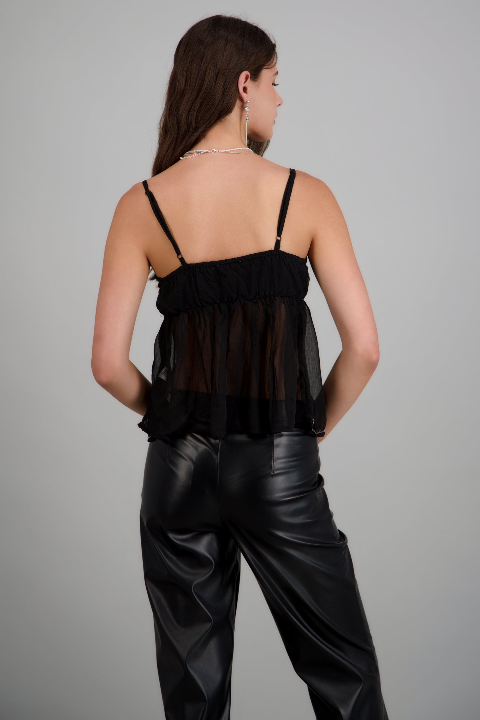 Blusa tirantes detalle brillos NEGRO
