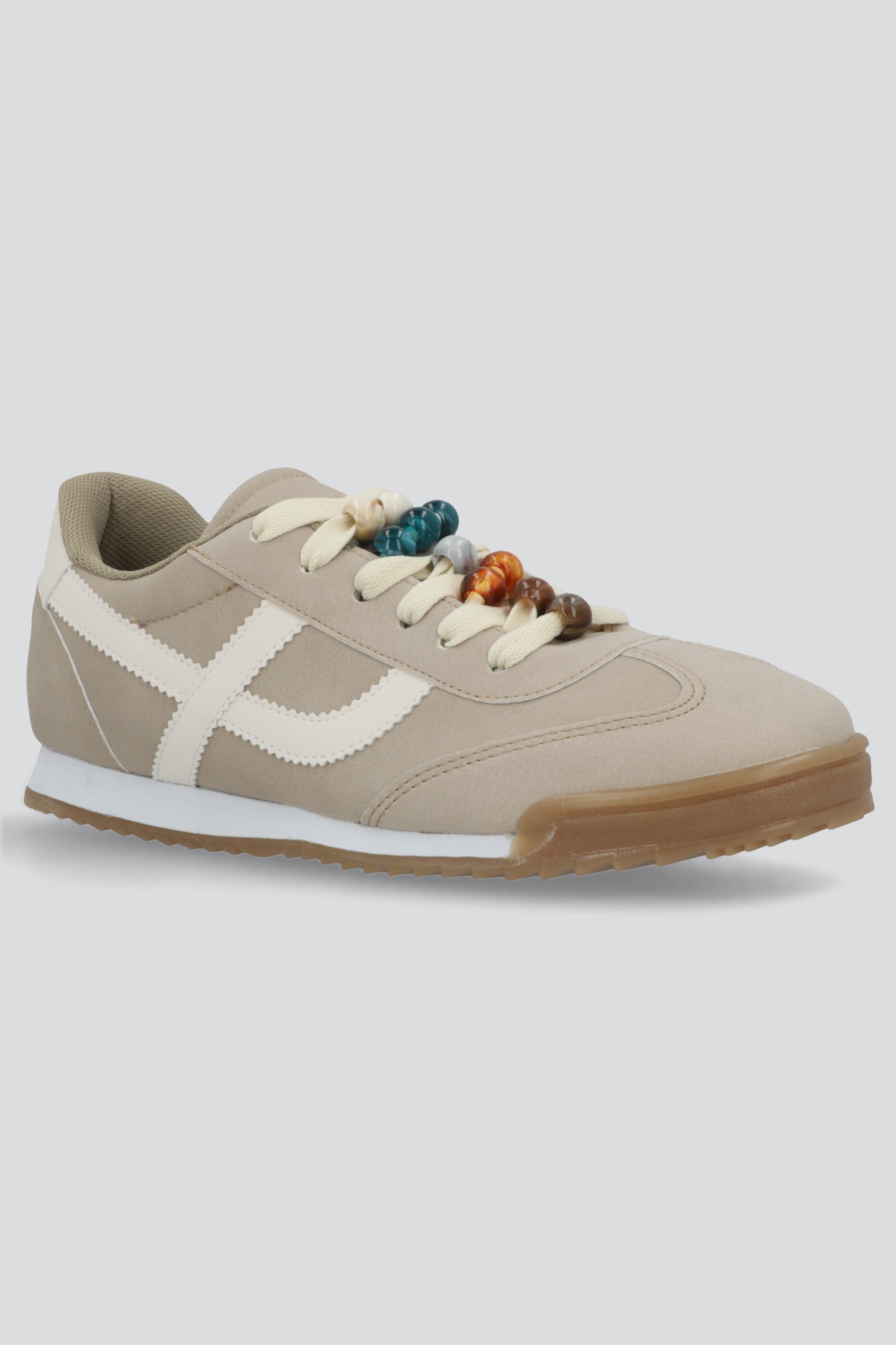 Tenis gamucina charms gemas TAUPE