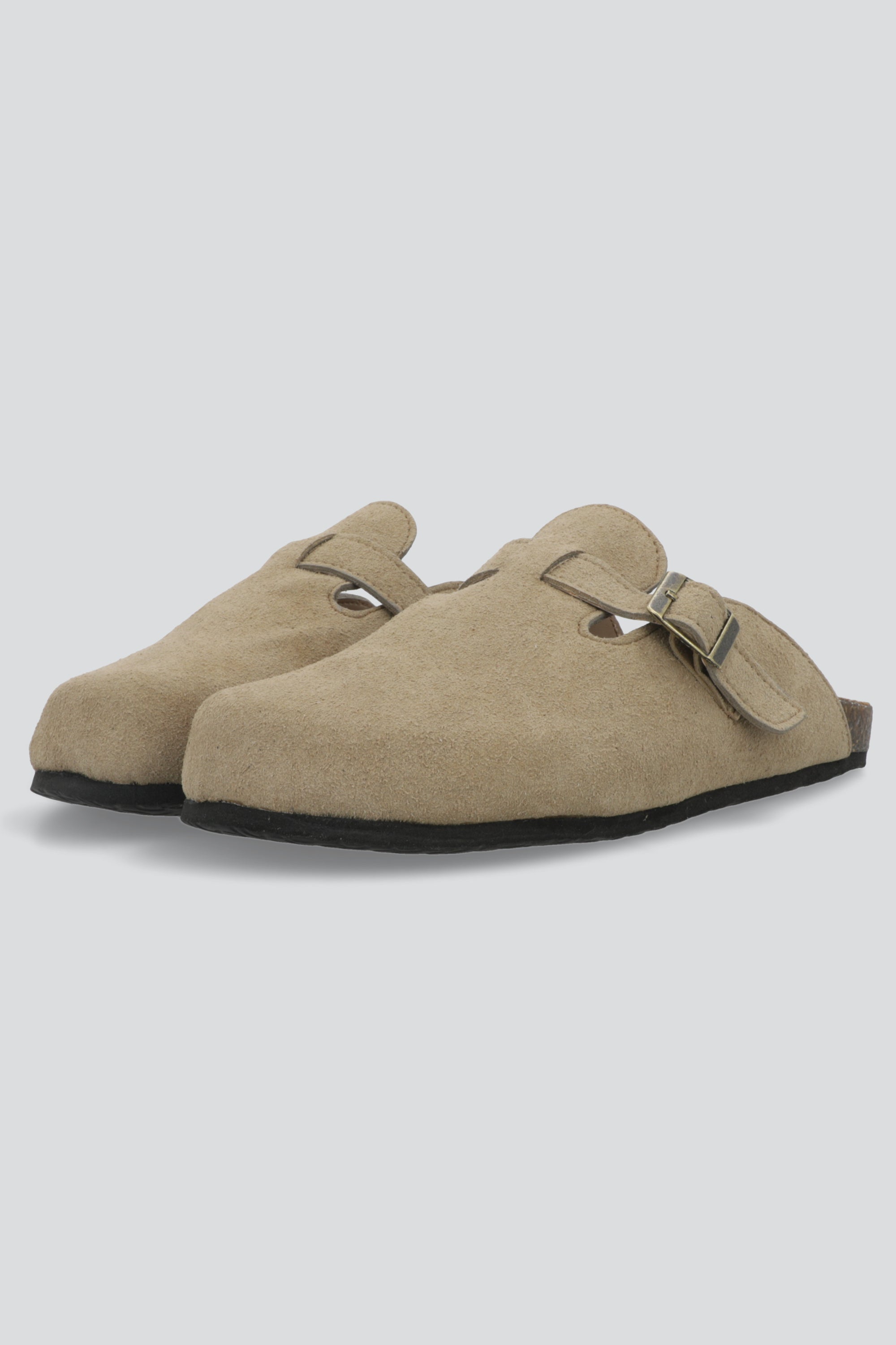 Zueco gamucina hebilla TAUPE