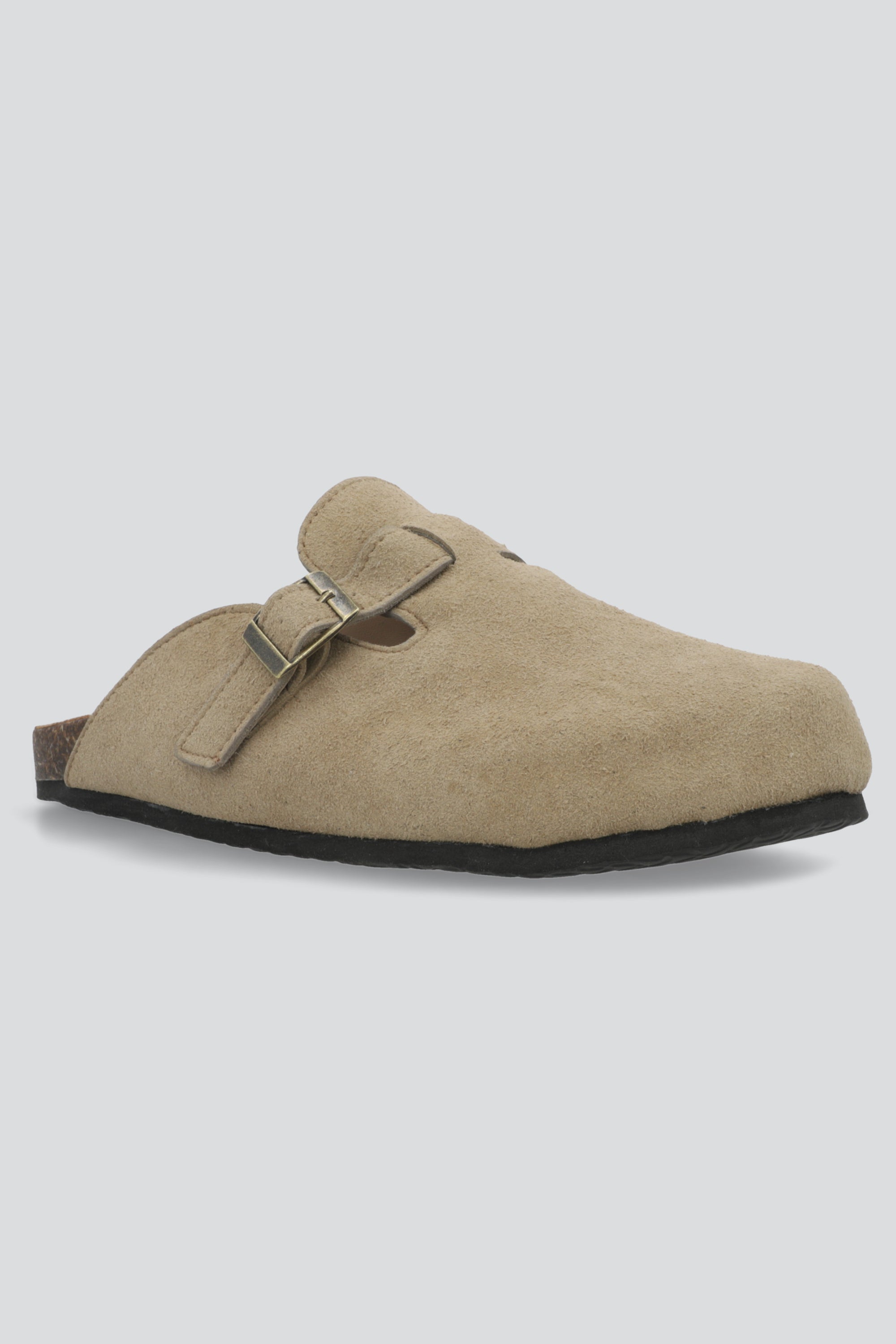 Zueco gamucina hebilla TAUPE