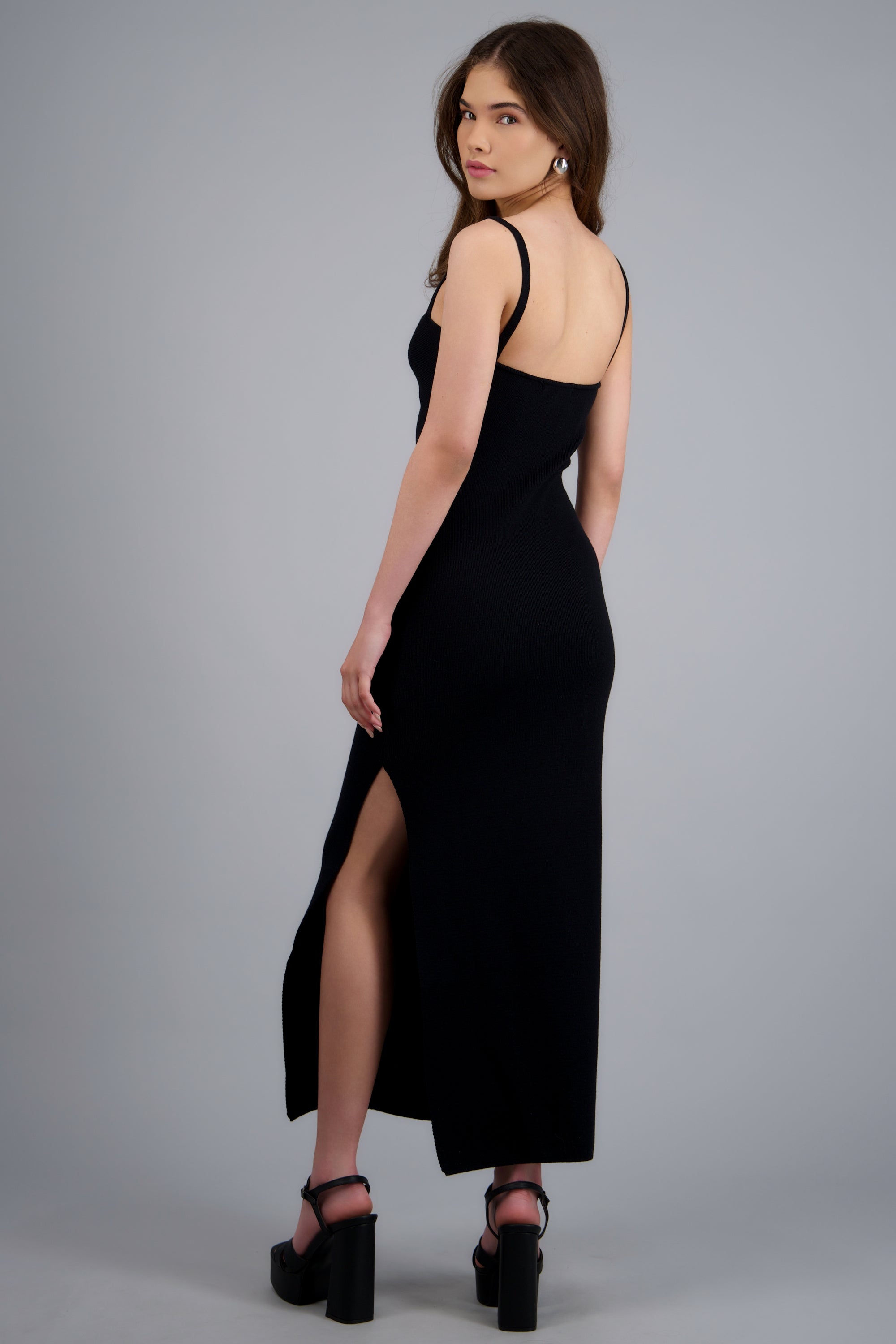 Vestido maxi escote moño NEGRO
