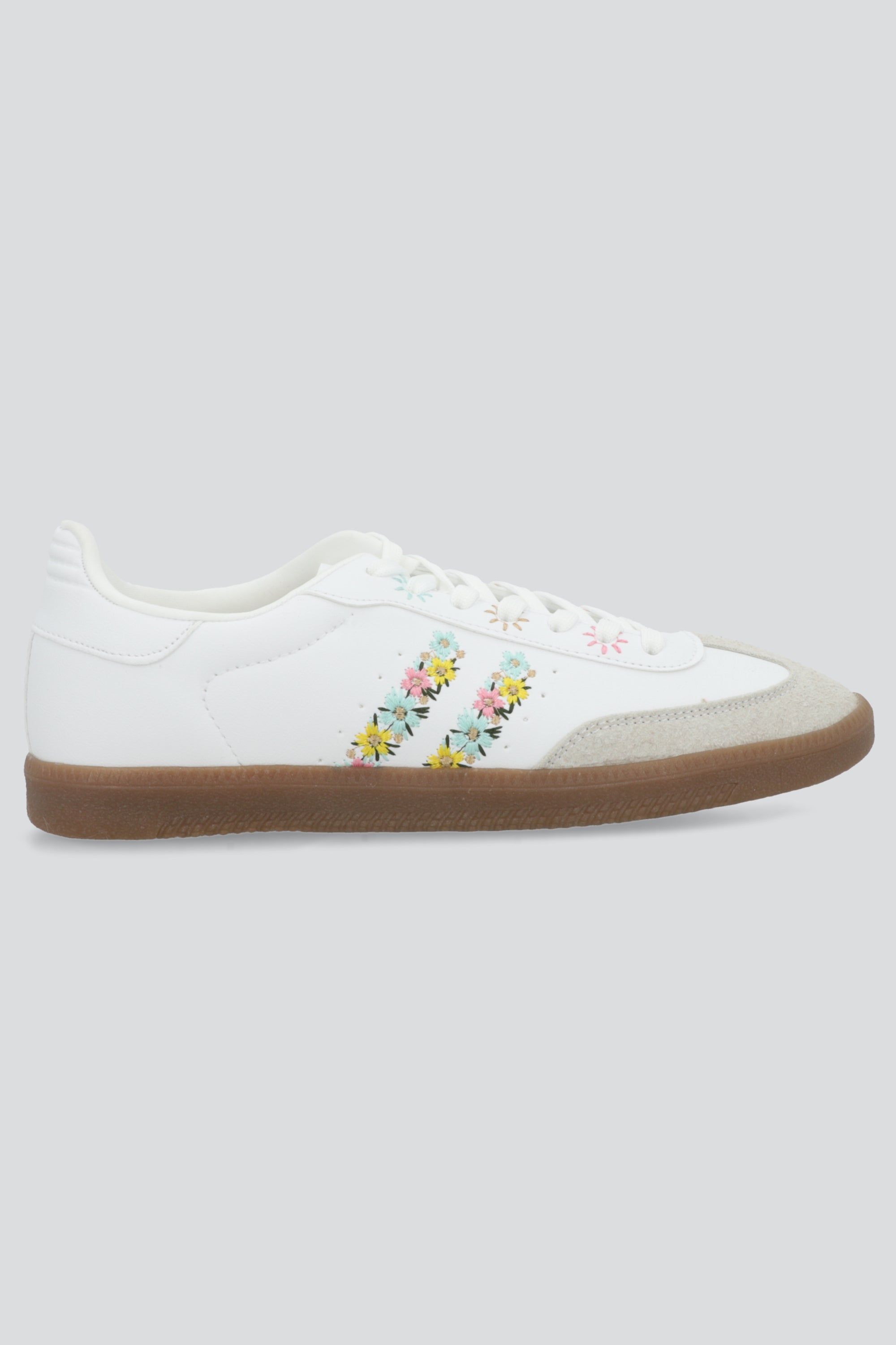 Tenis dos lineas flores bordadas MULTICOLOR PASTEL