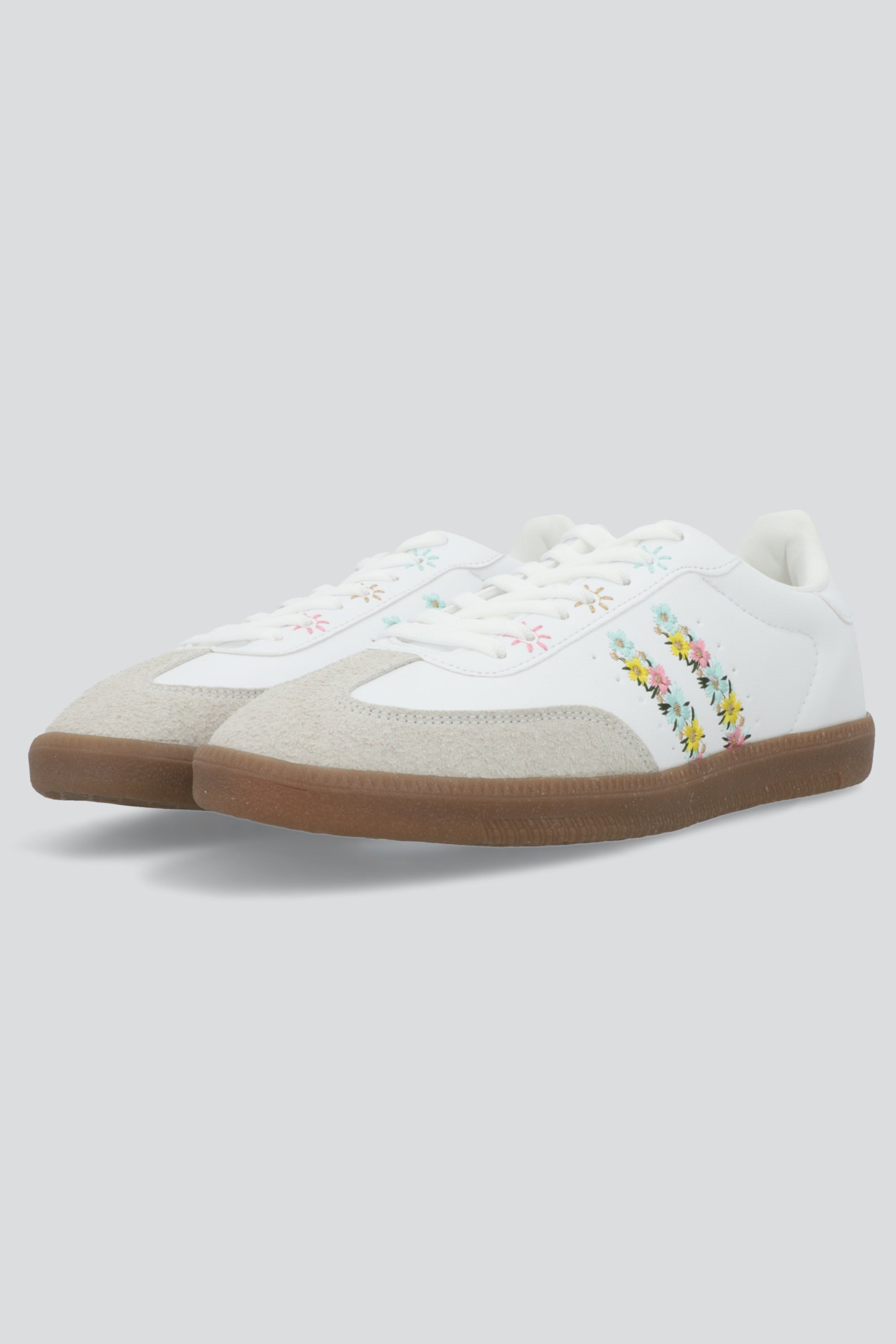Tenis dos lineas flores bordadas MULTICOLOR PASTEL