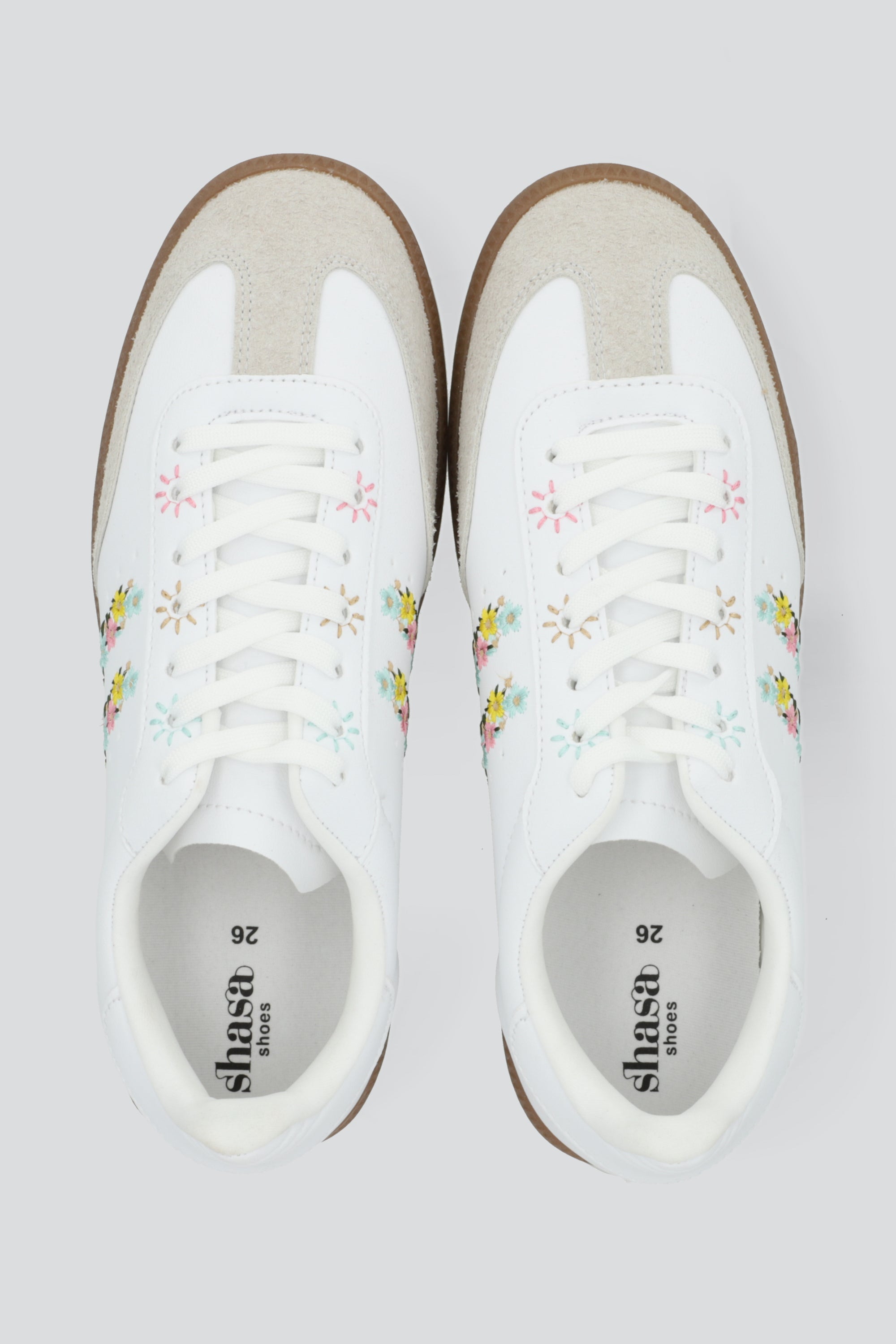 Tenis dos lineas flores bordadas MULTICOLOR PASTEL