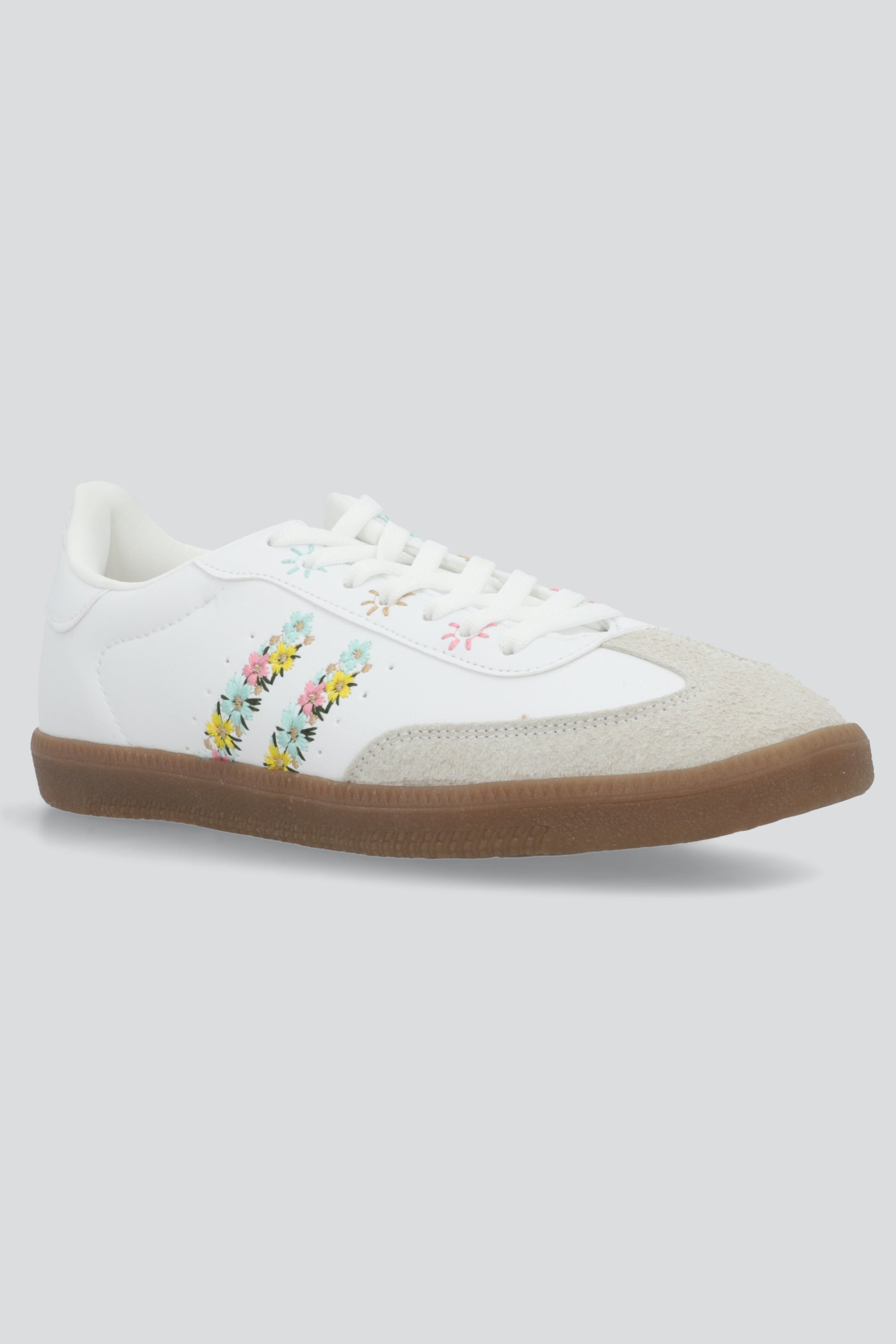 Tenis dos lineas flores bordadas MULTICOLOR PASTEL