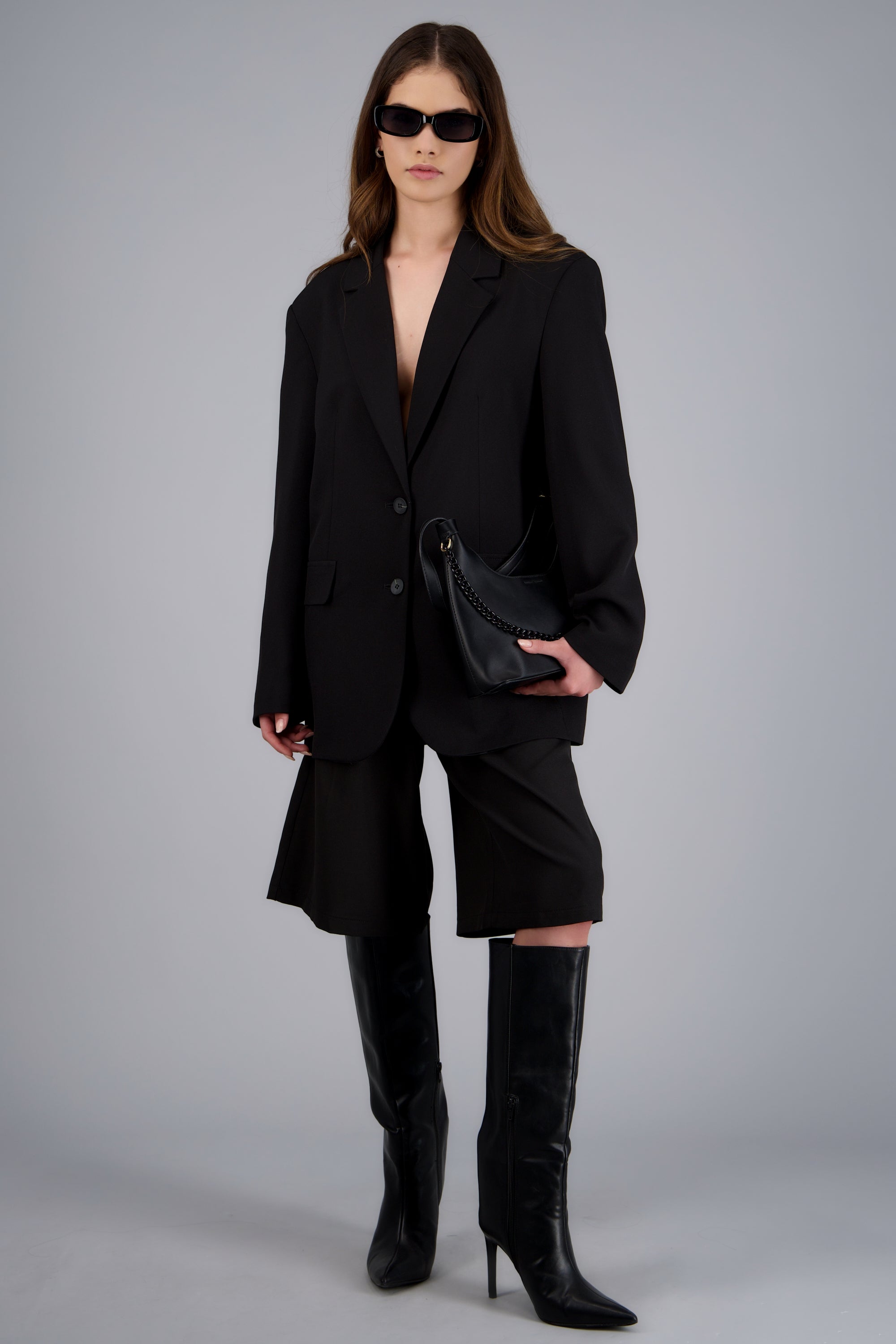 Blazer estructurado liso NEGRO