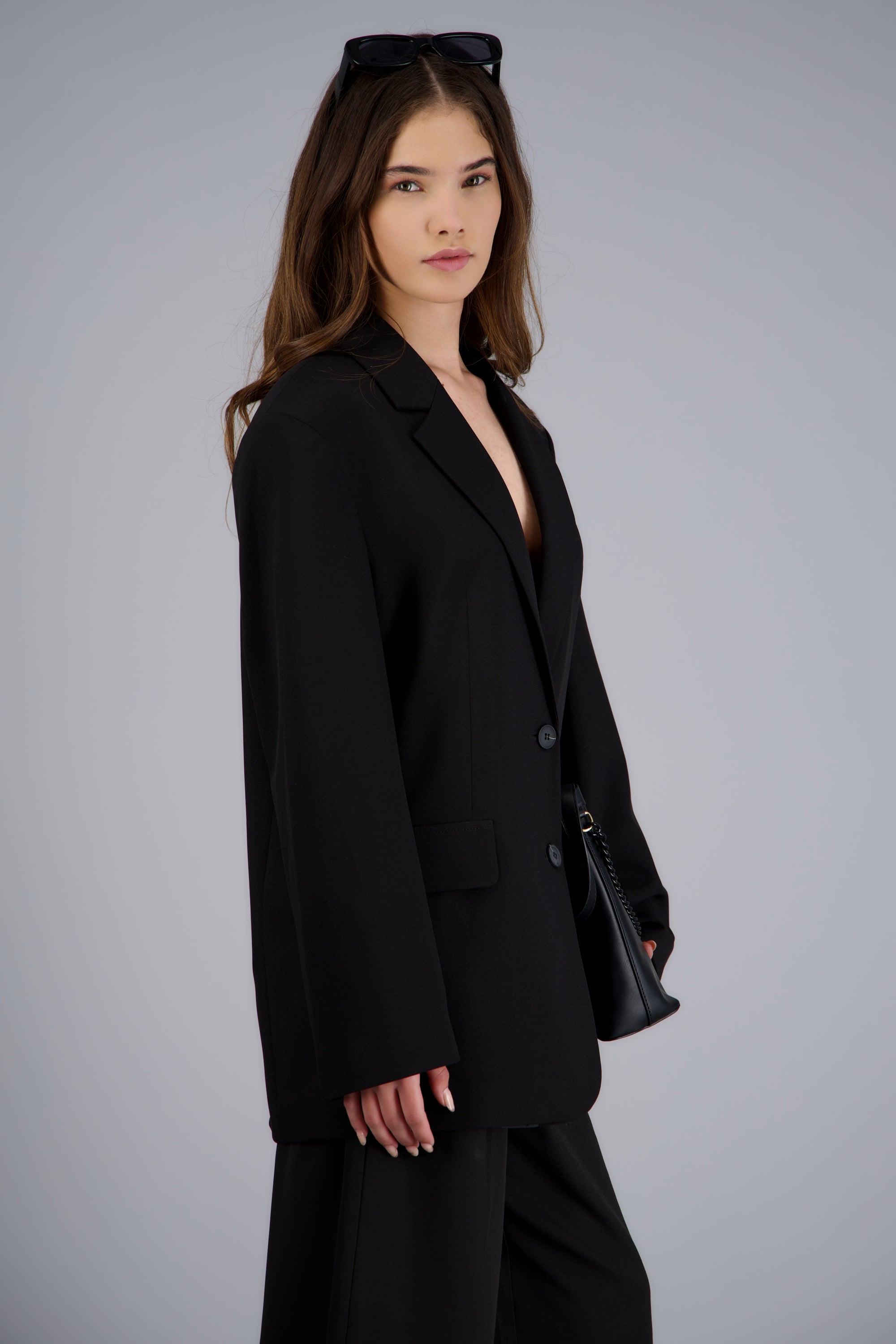 Blazer estructurado liso NEGRO