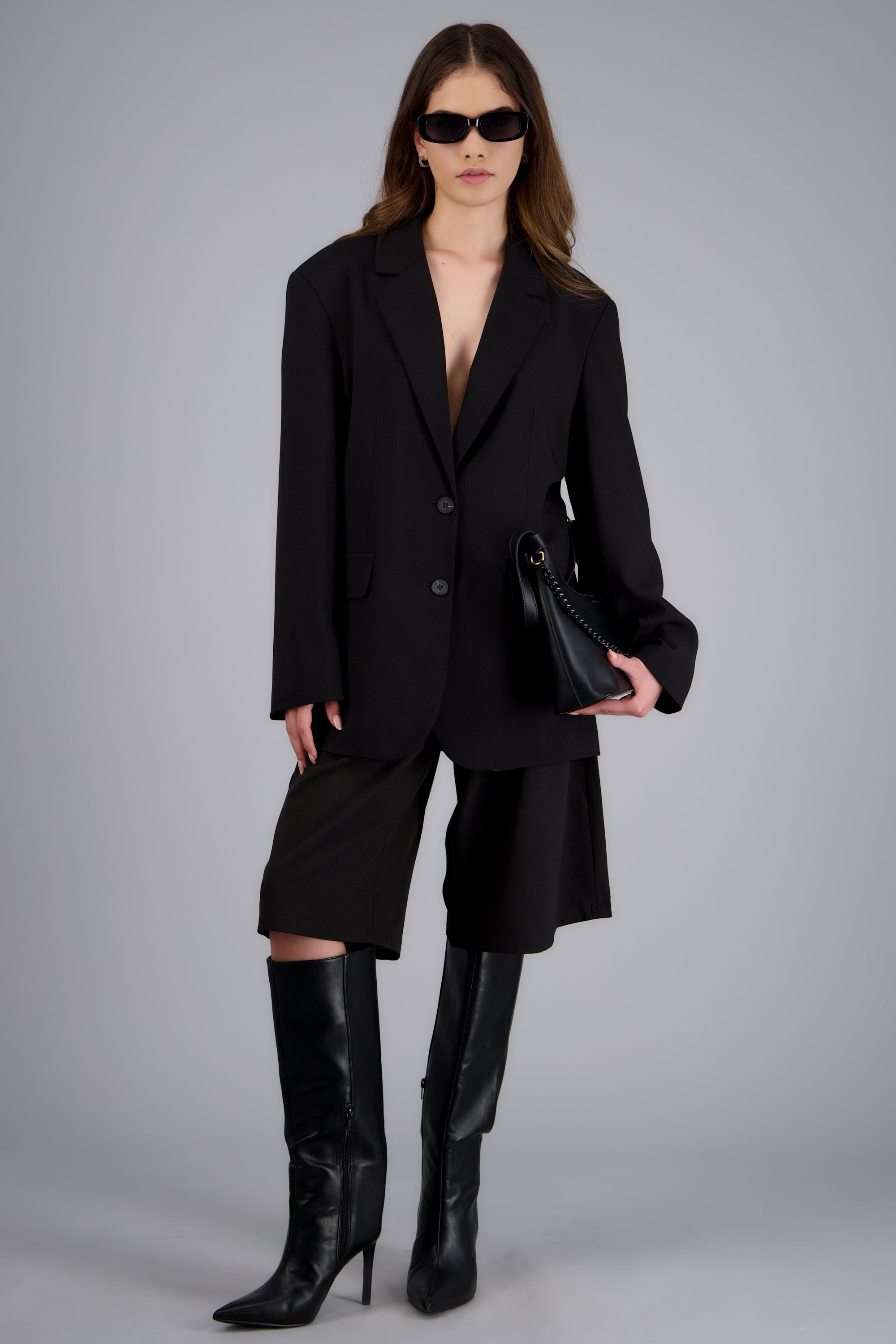 Blazer estructurado liso NEGRO