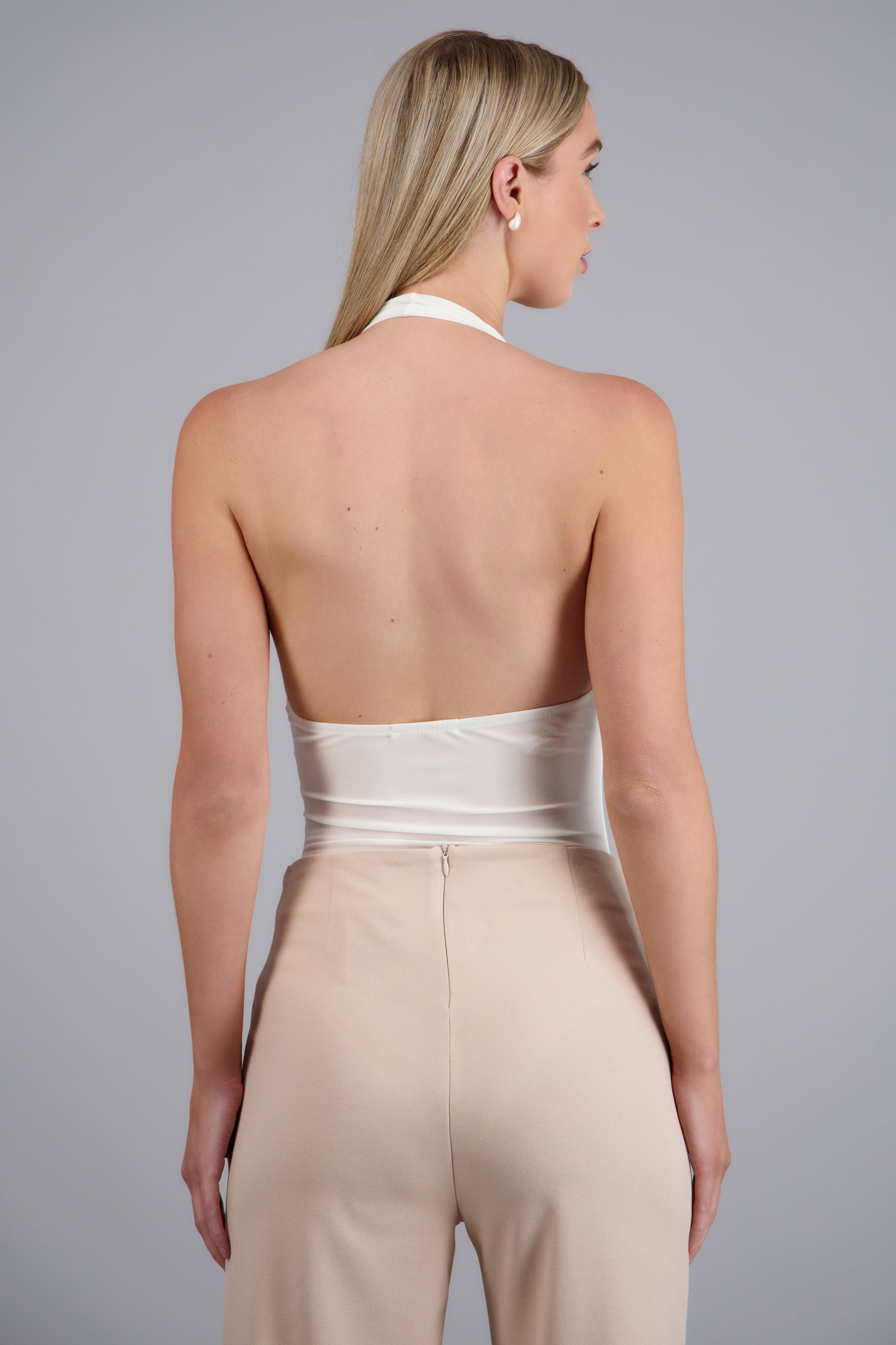 Body escote cascada detalle cuello BLANCO