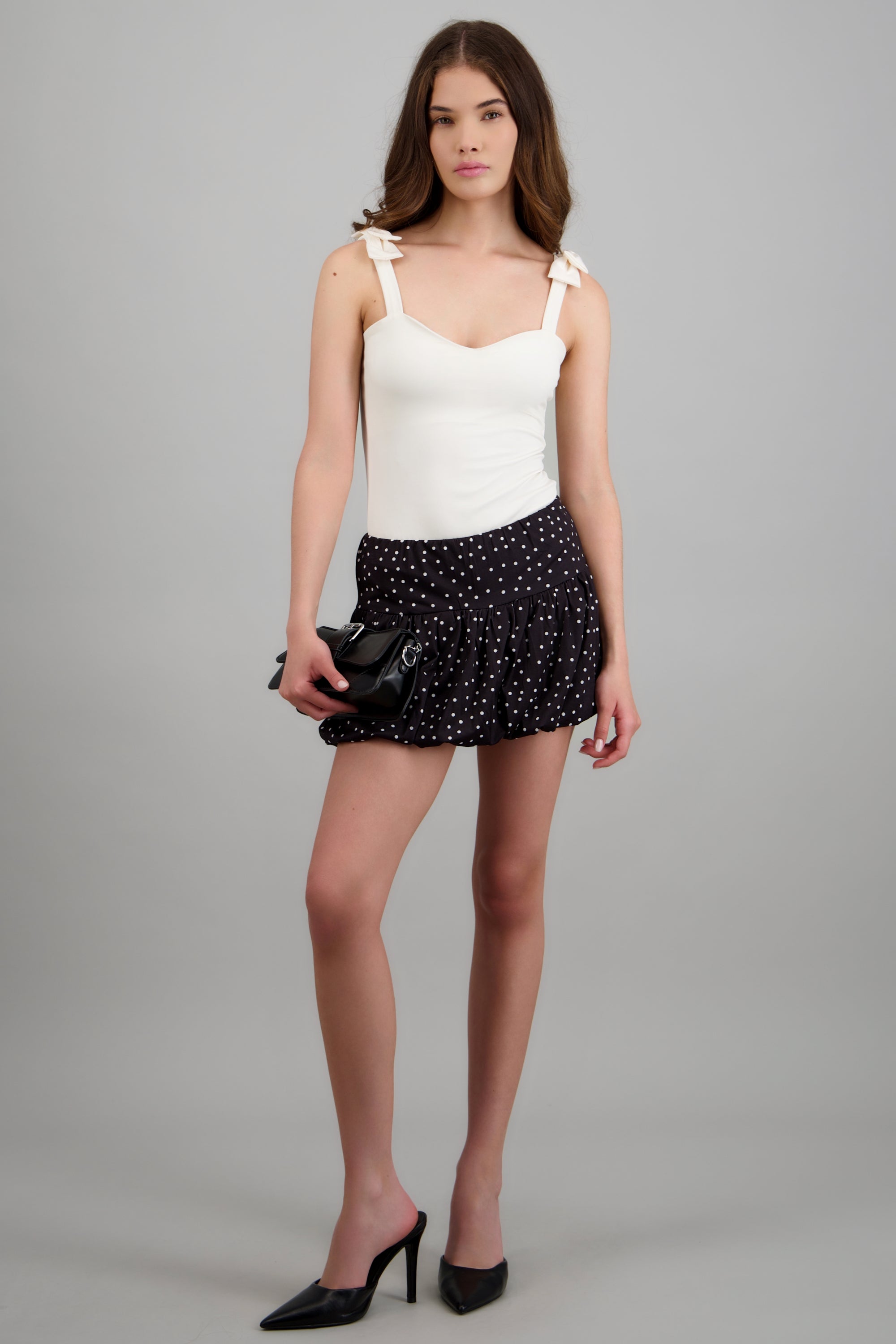 Mini falda globo polka dot NEGRO COMBO