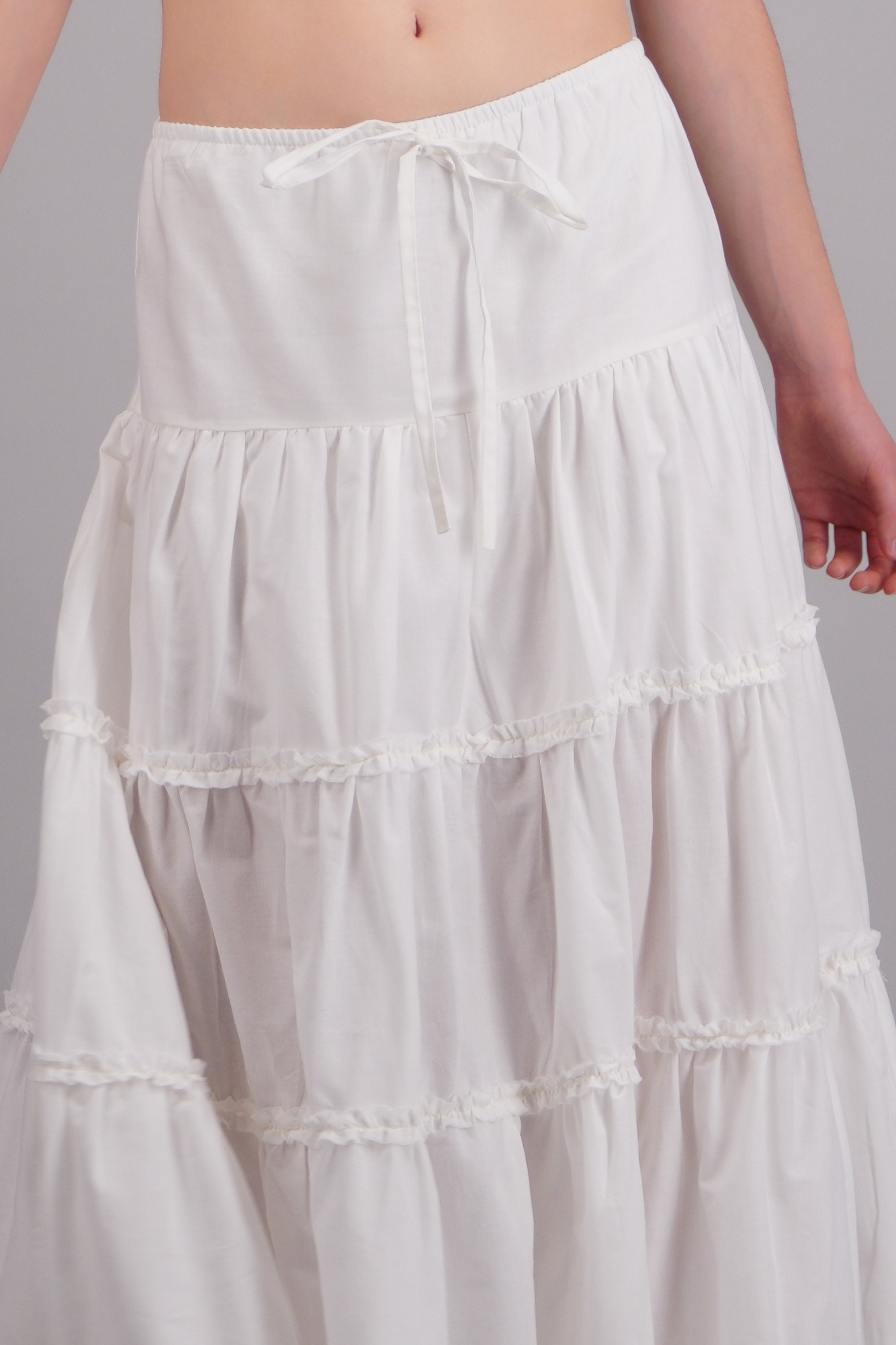 Falda maxi paneles detalle encaje BLANCO