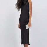 Vestido midi cuello alto espalda descubierta